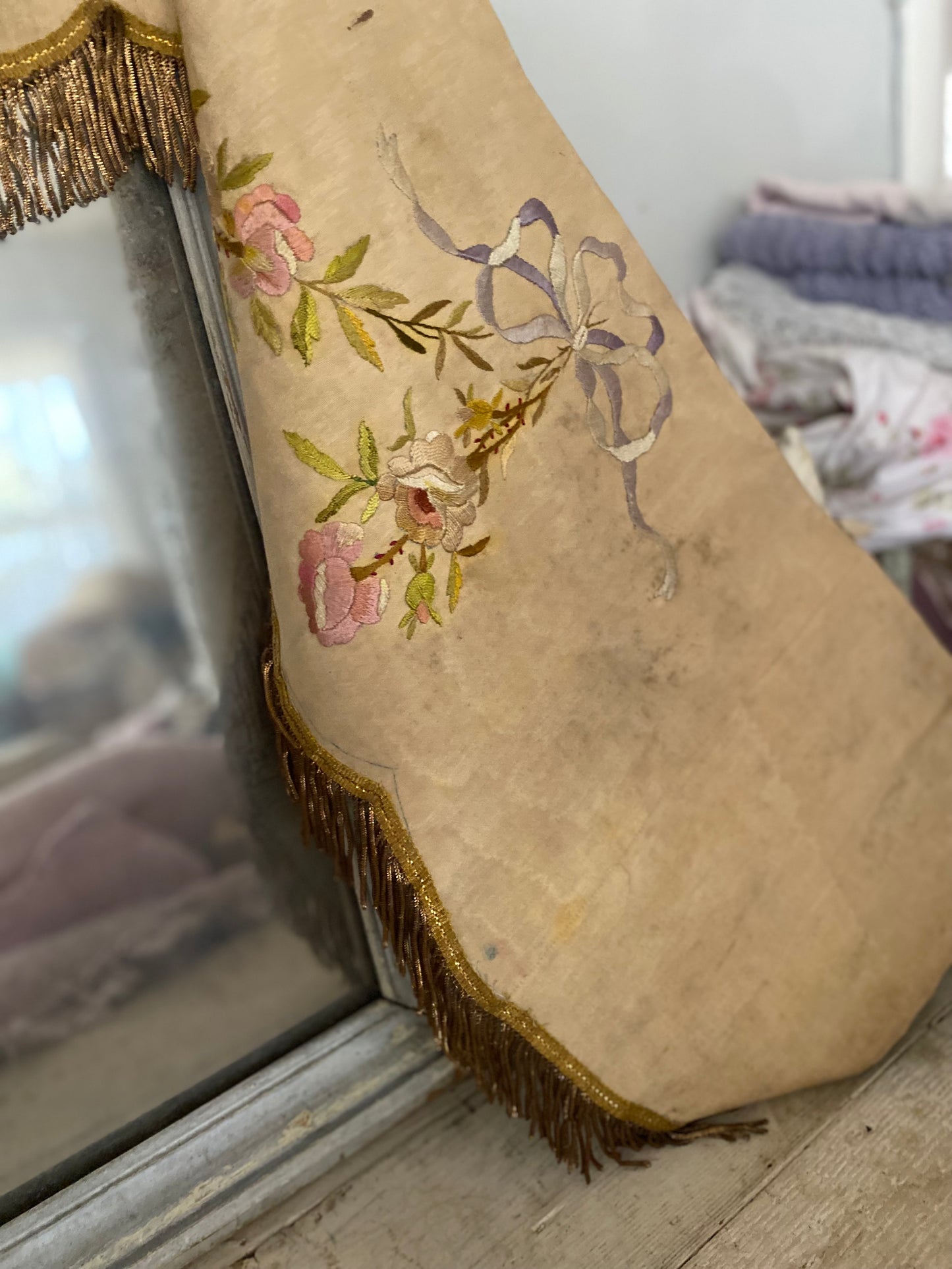 Antique French Floral Altar Pelmet Valance