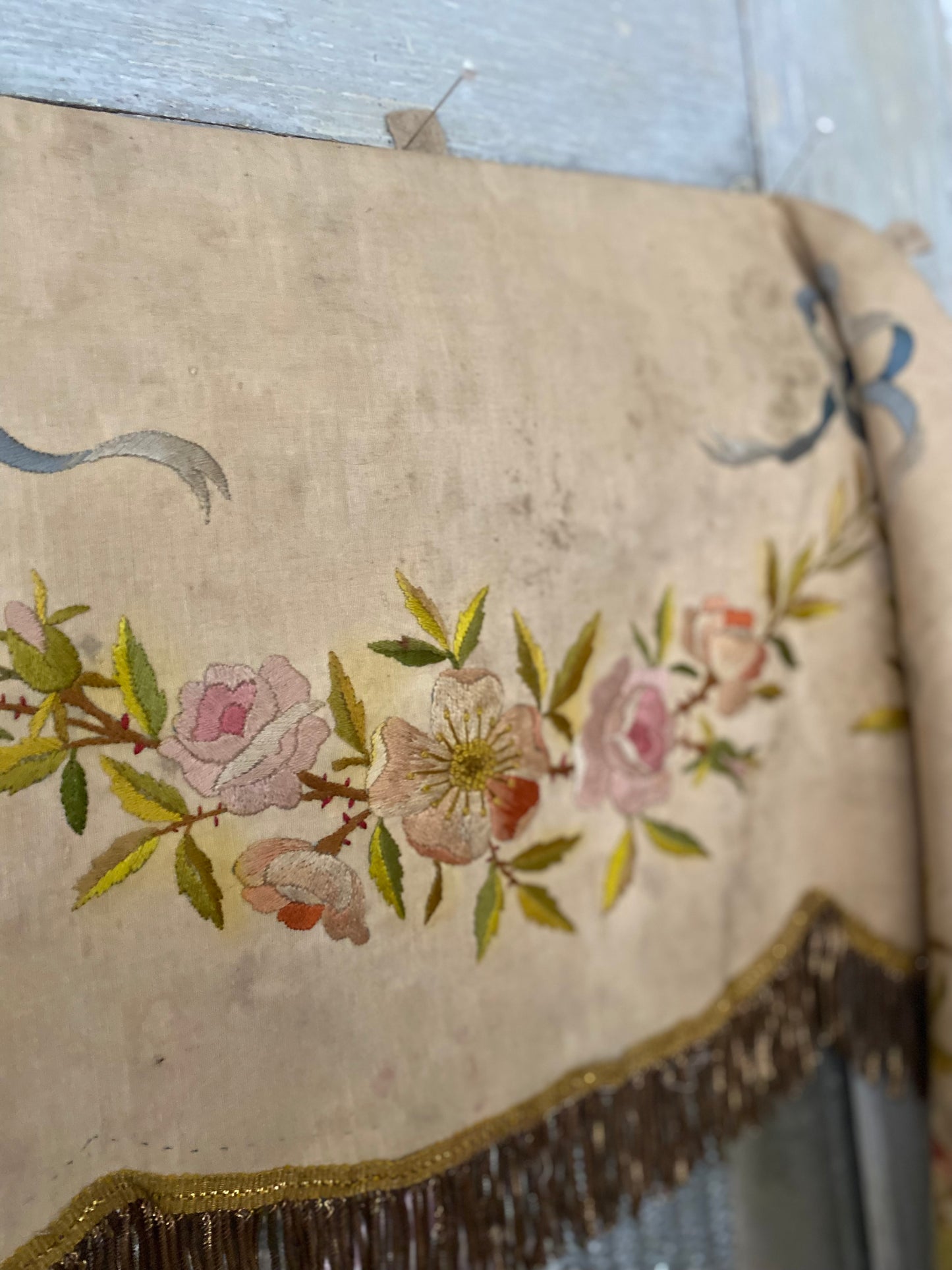 Antique French Floral Altar Pelmet Valance