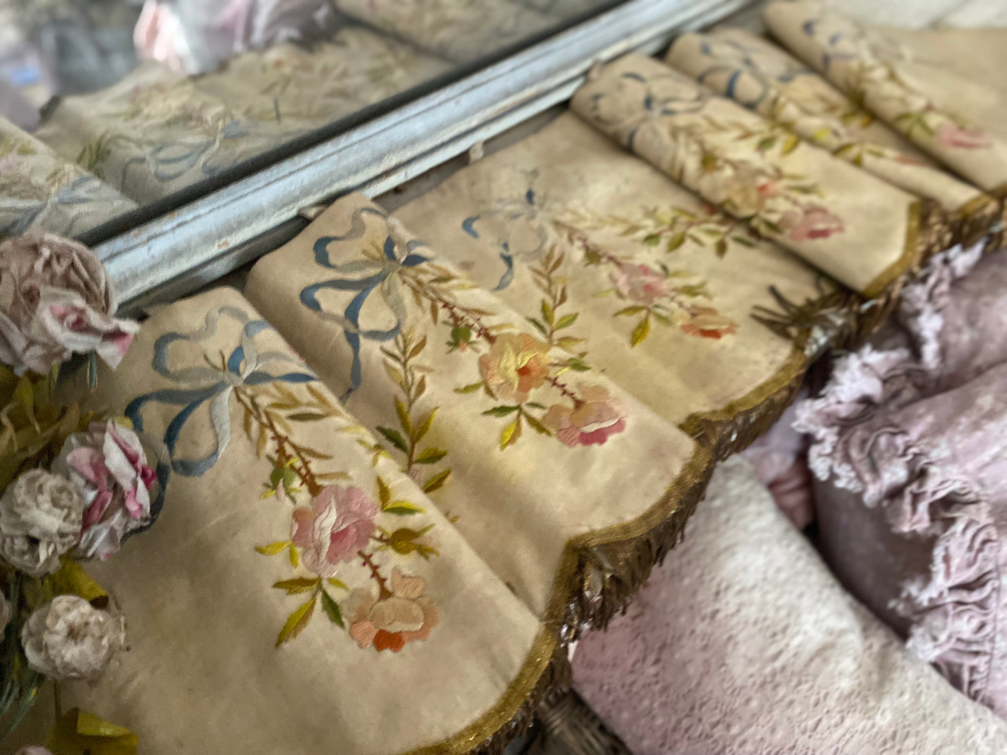 Antique French Floral Altar Pelmet Valance