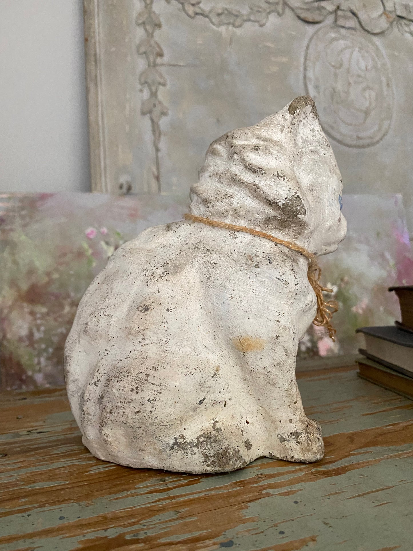 Vintage Cement Garden Kitty Cat Statue