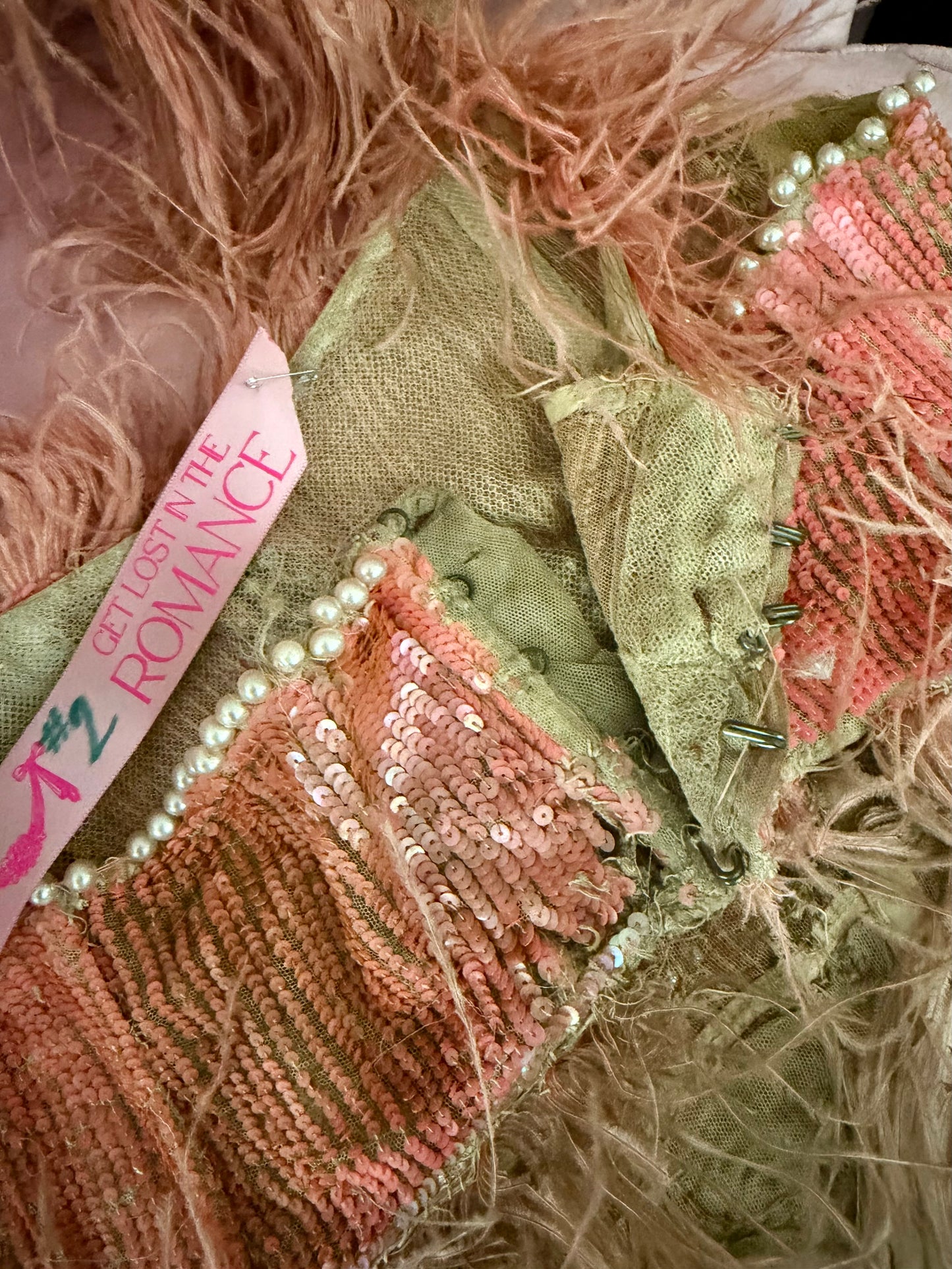 c1920-30 Antique Stage Worn Pink Sequin Erte Folies Bergere Showgirl Costume
