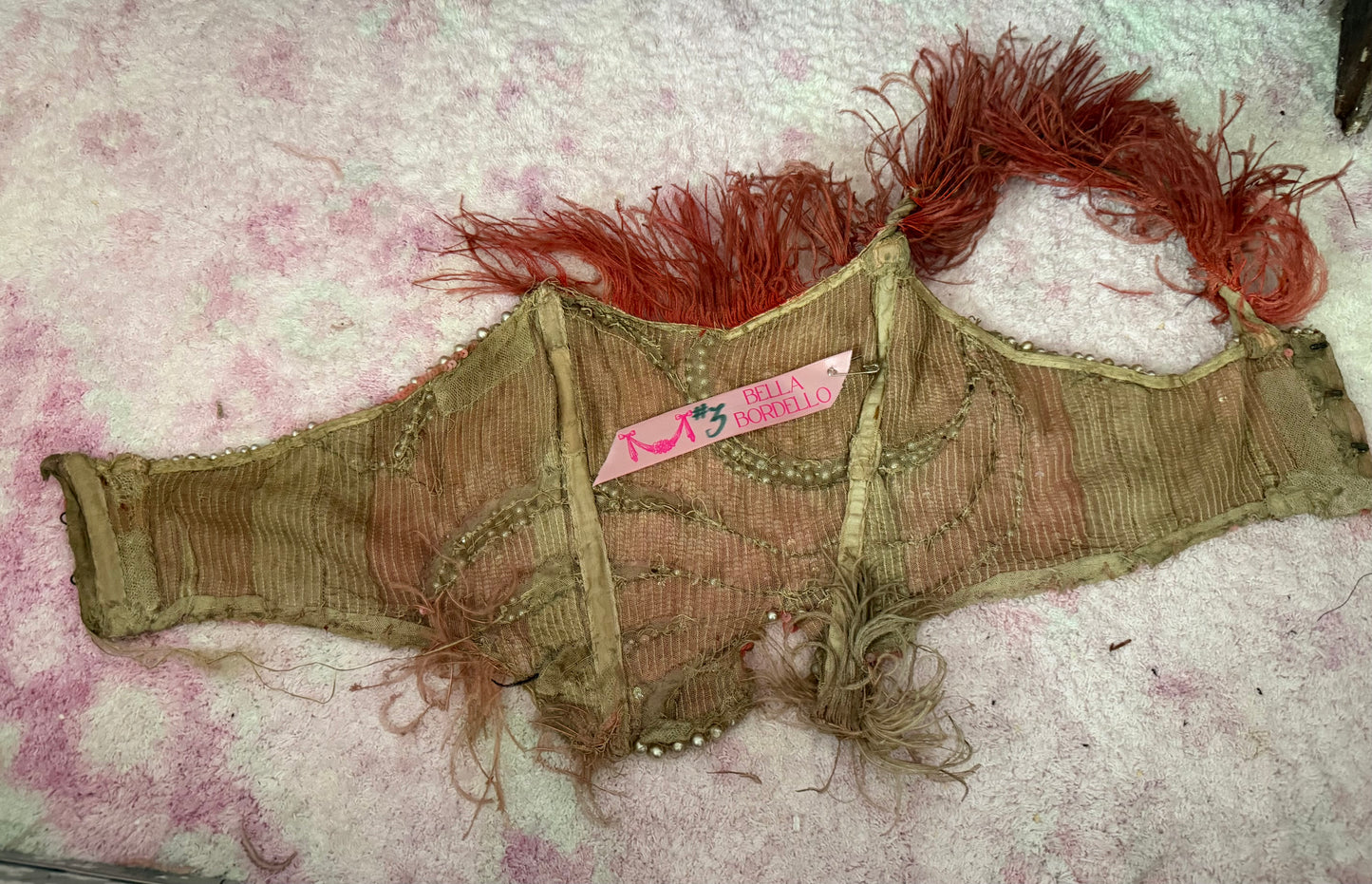c1920-30 Antique Stage Worn Pink Sequin Erte Folies Bergere Showgirl Costume