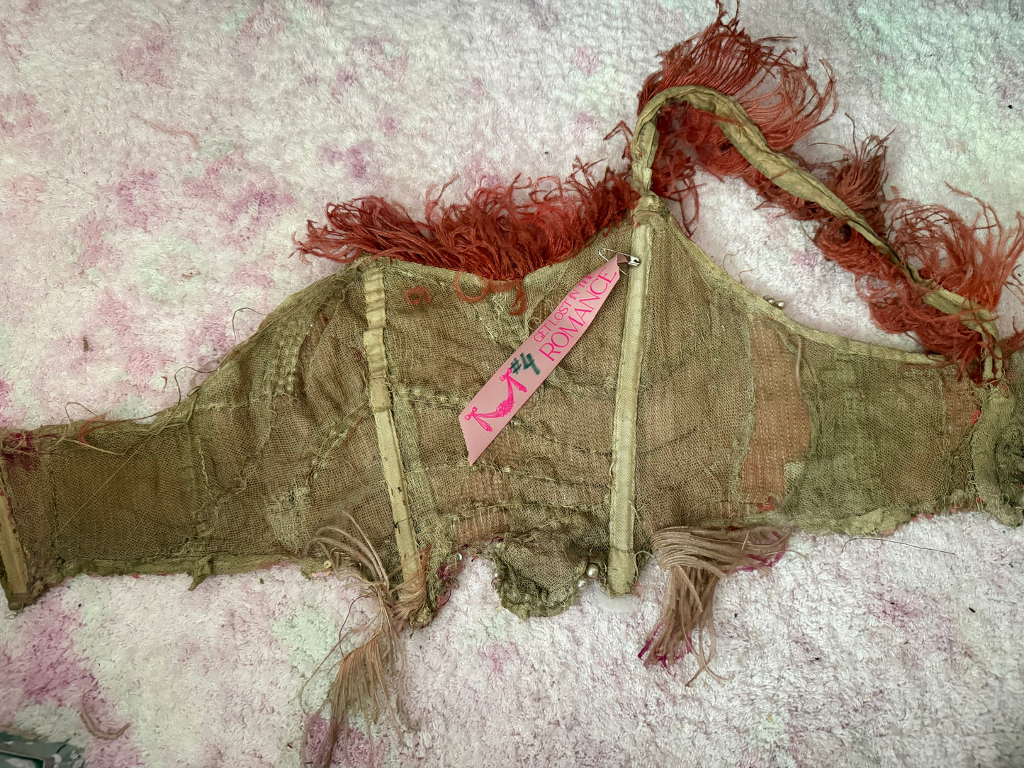 c1920-30 Antique Stage Worn Pink Sequin Erte Folies Bergere Showgirl Costume