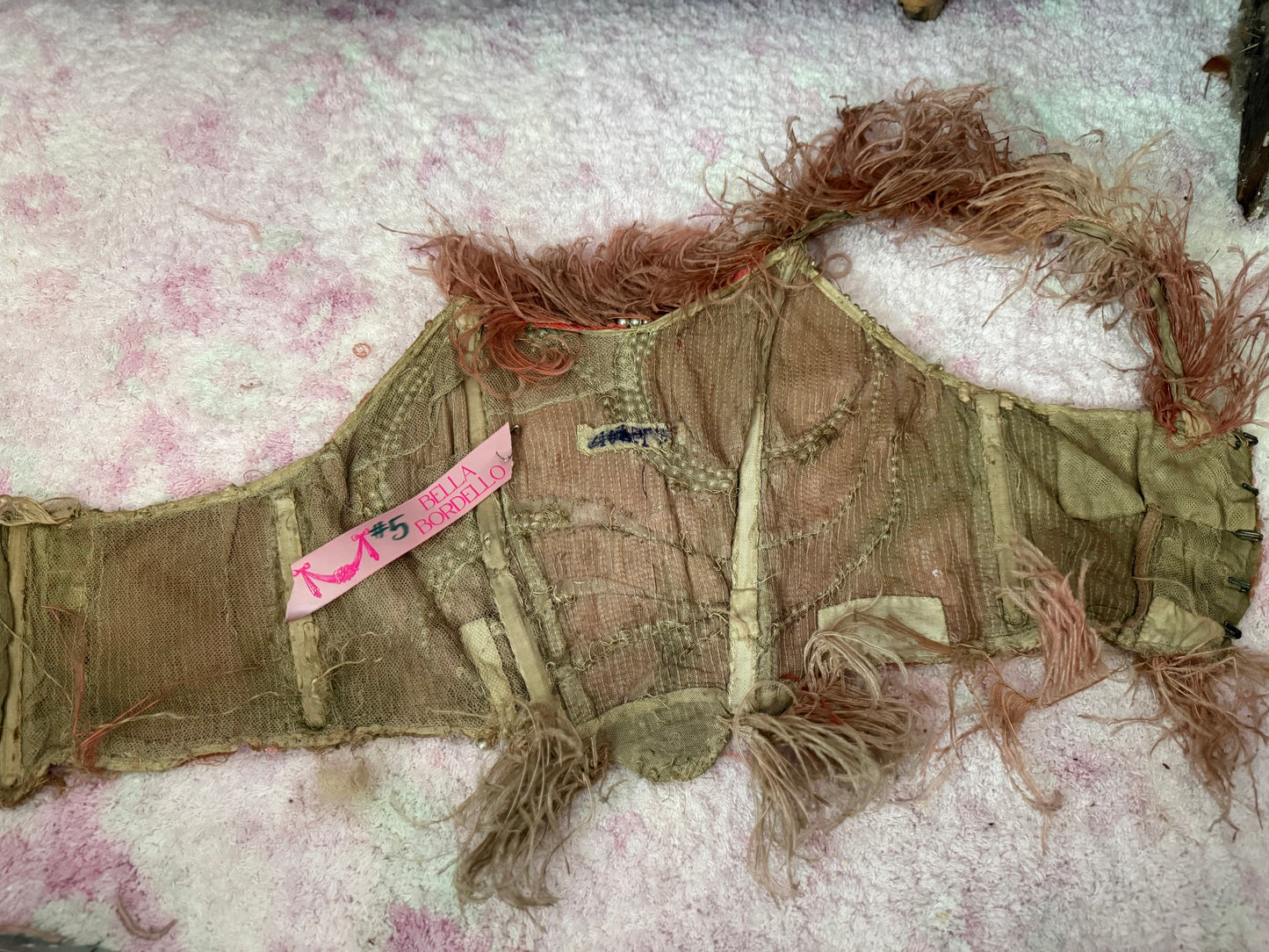 c1920-30 Antique Stage Worn Pink Sequin Erte Folies Bergere Showgirl Costume