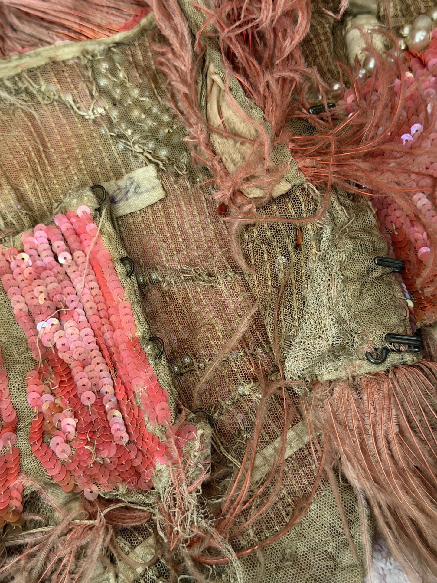 c1920-30 Antique Stage Worn Pink Sequin Erte Folies Bergere Showgirl Costume