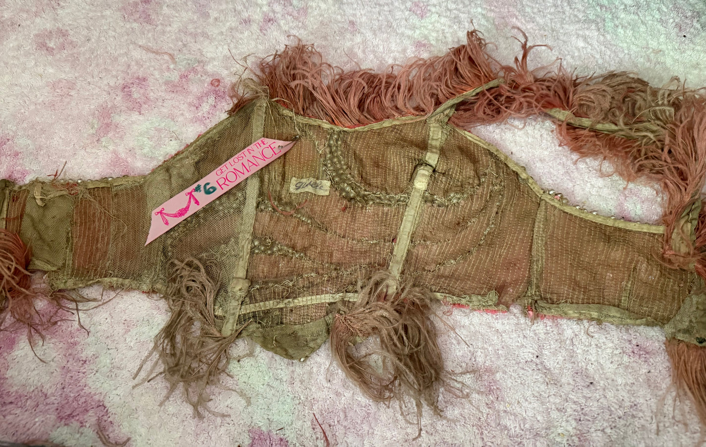 c1920-30 Antique Stage Worn Pink Sequin Erte Folies Bergere Showgirl Costume