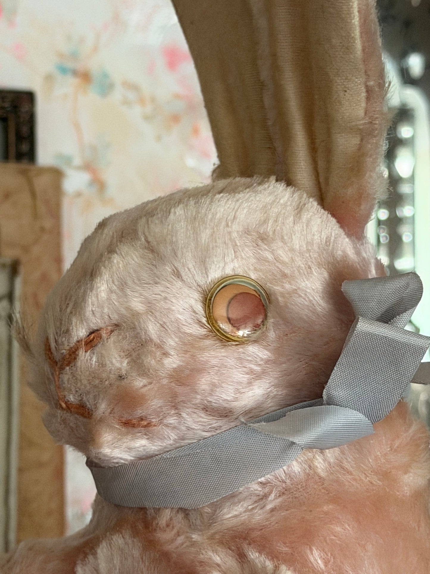 Vintage Pink Bunny With Bow