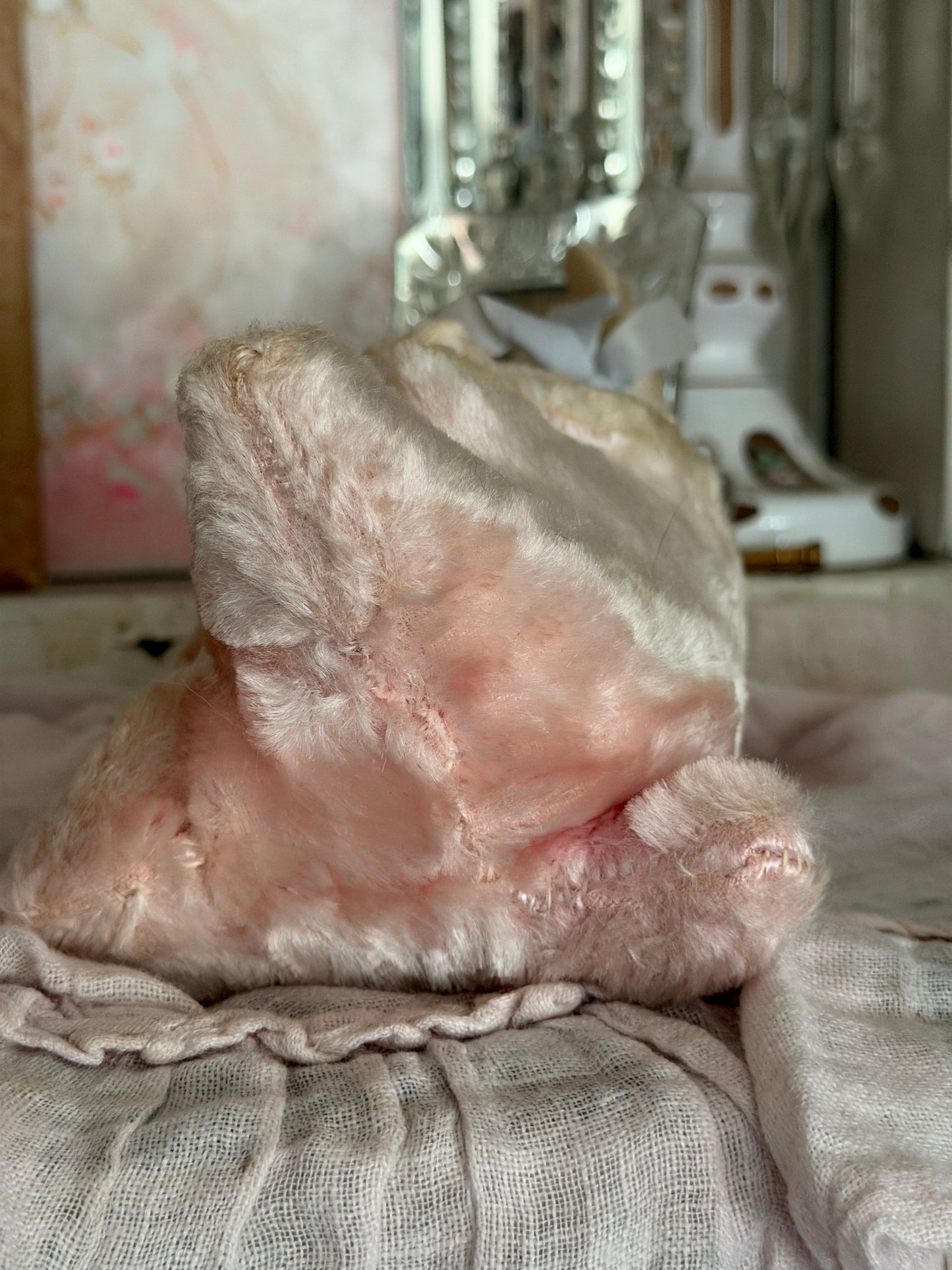 Vintage Pink Bunny With Bow