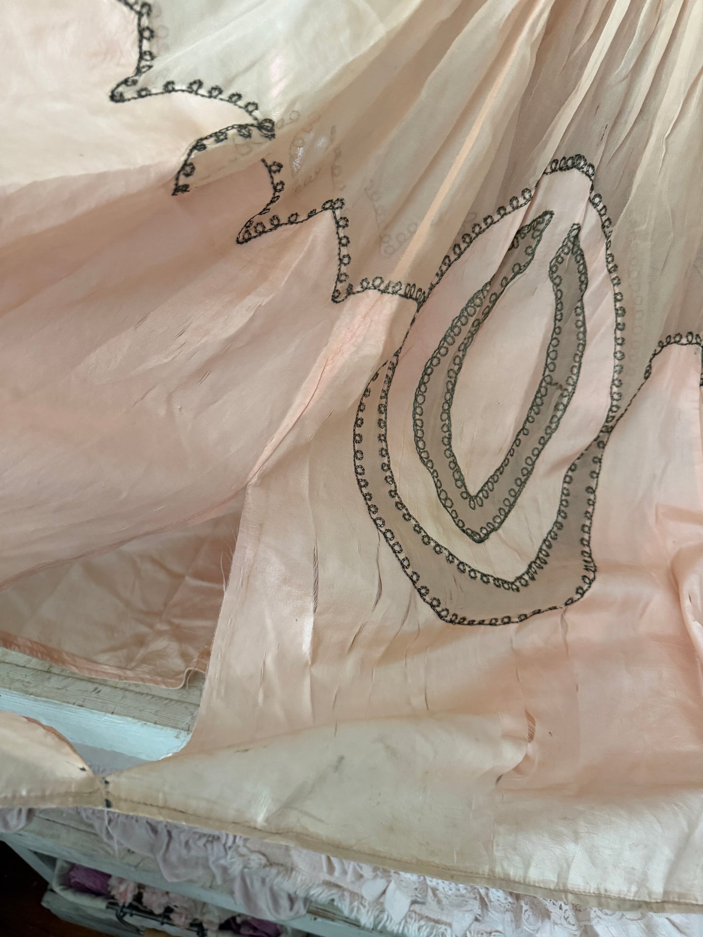Antique Pink Silk Metallic Embroidery