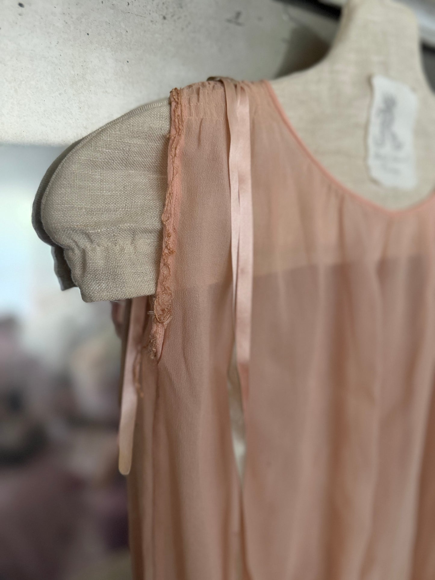 Antique 1920s Pink Ribbonwork Girls Dress