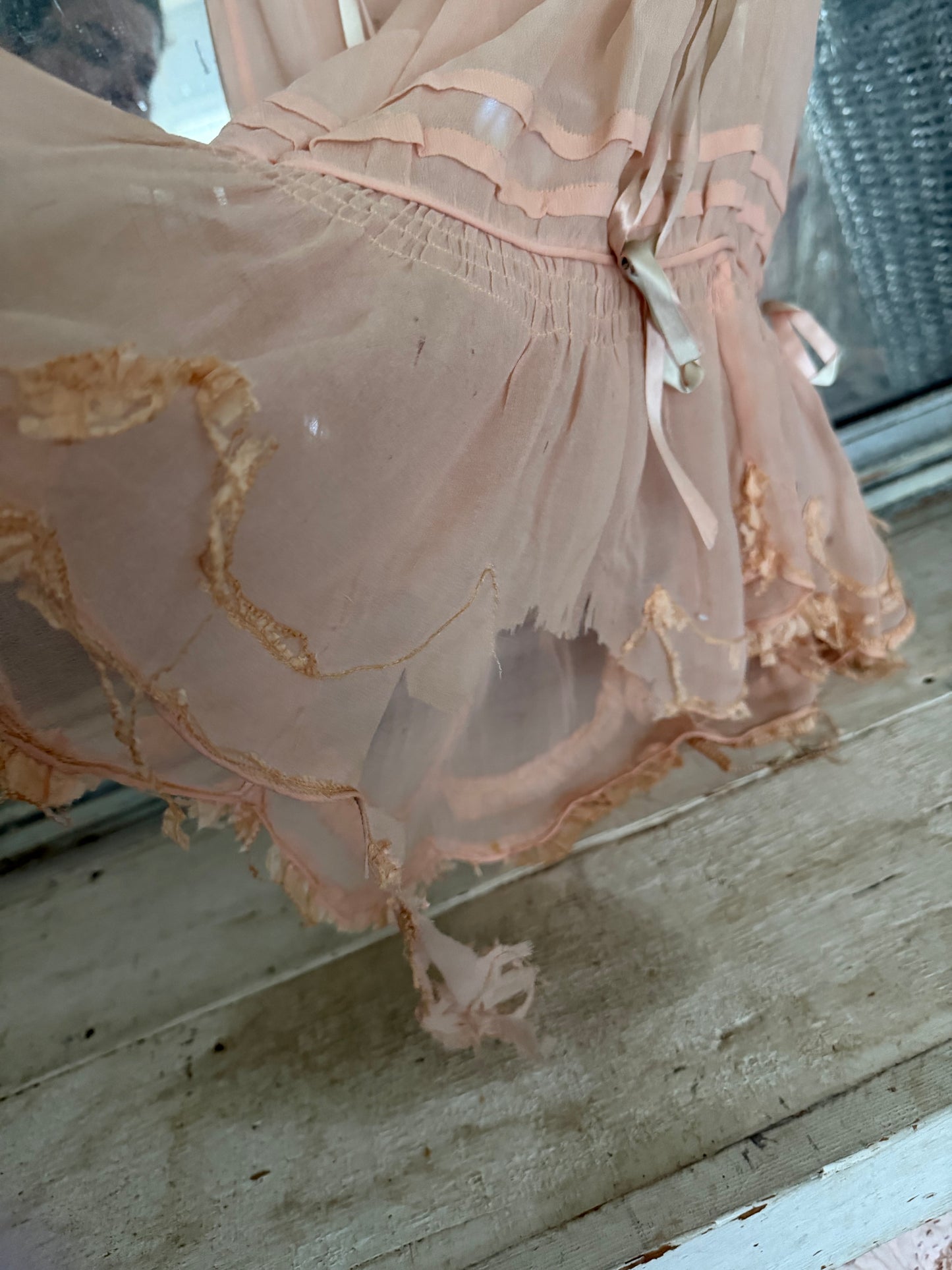 Antique 1920s Pink Ribbonwork Girls Dress