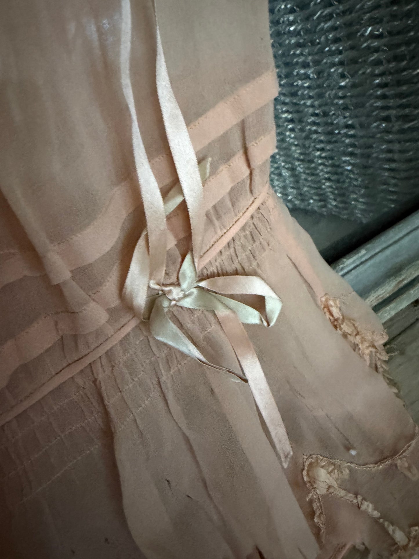 Antique 1920s Pink Ribbonwork Girls Dress
