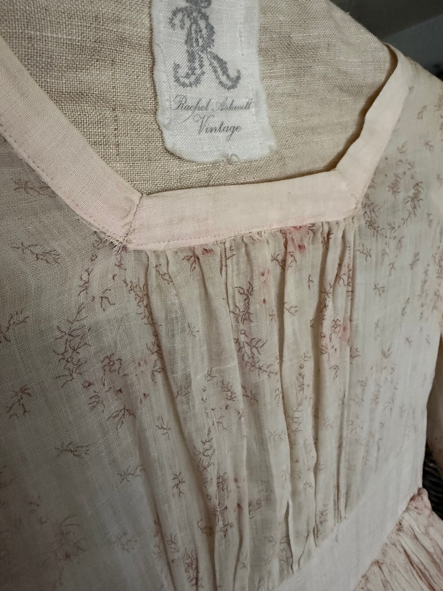 Antique 1920s Pink floral Girls Pannier Dress