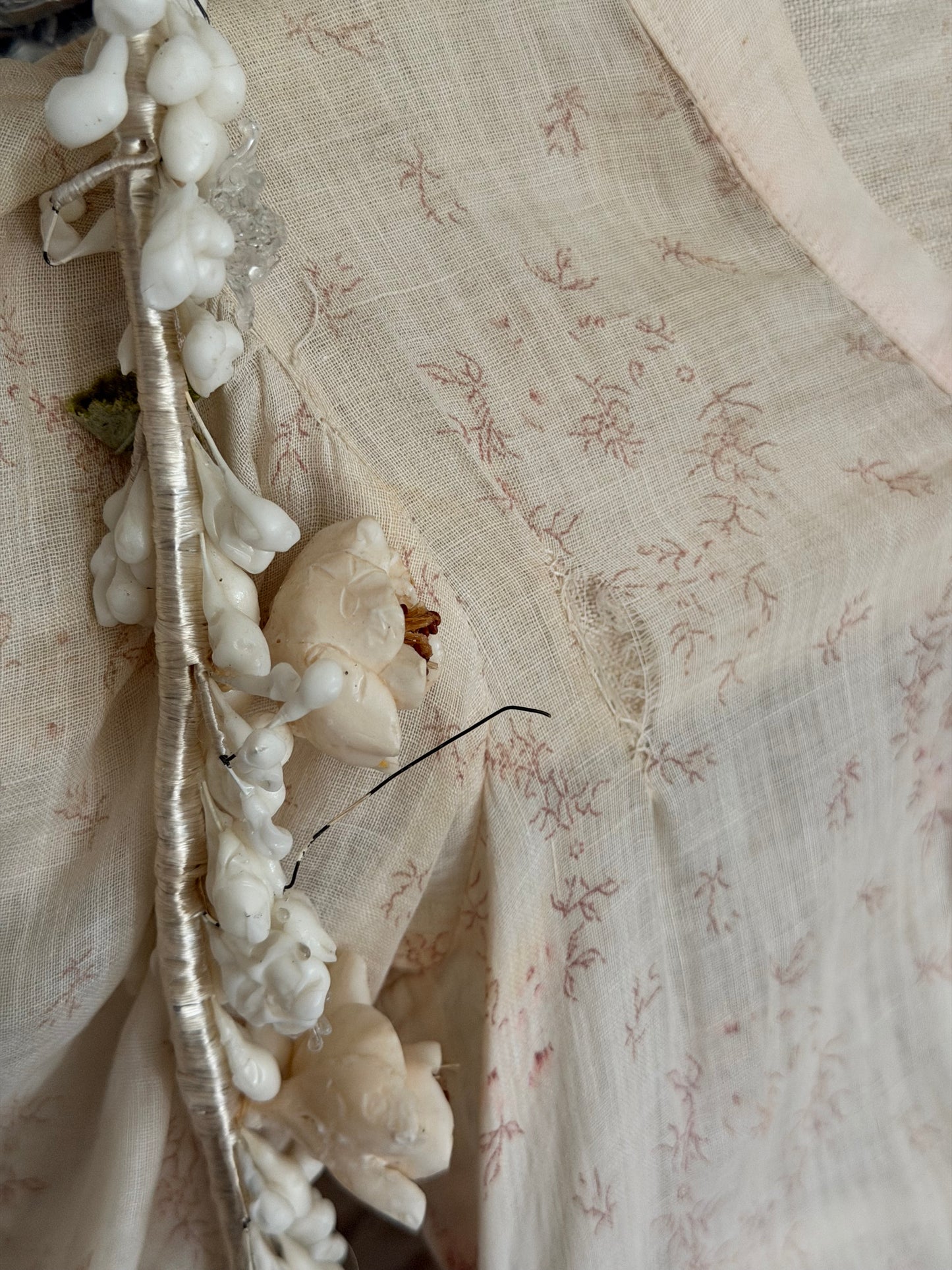 Antique 1920s Pink floral Girls Pannier Dress