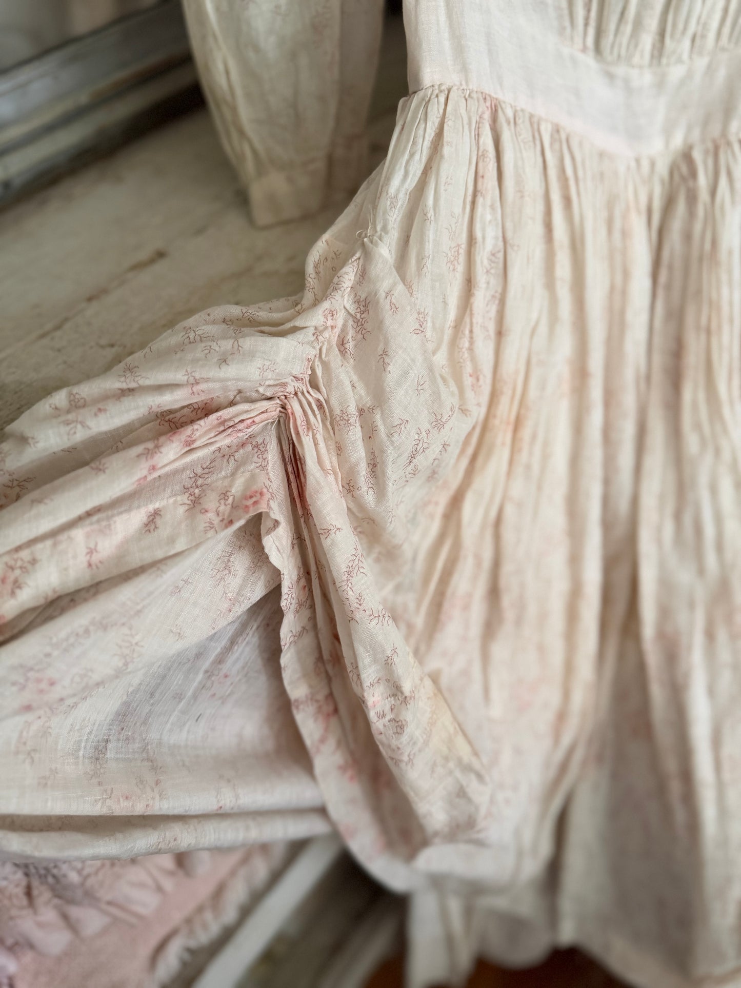 Antique 1920s Pink floral Girls Pannier Dress