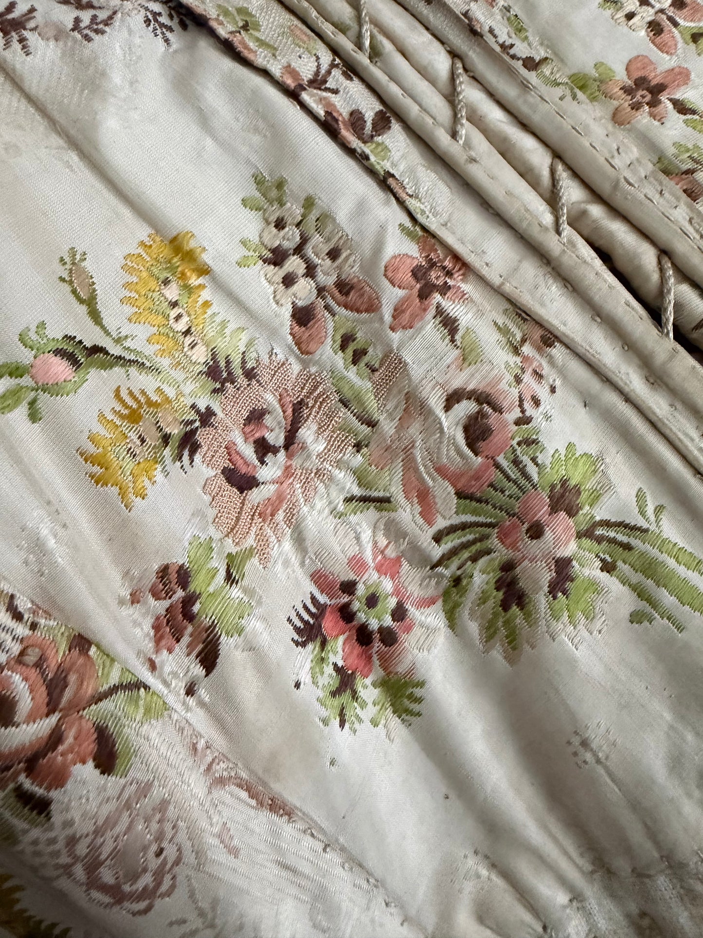 Antique Museum Quality 18th Century 1700's Stays Bodice Corset Floral Silk