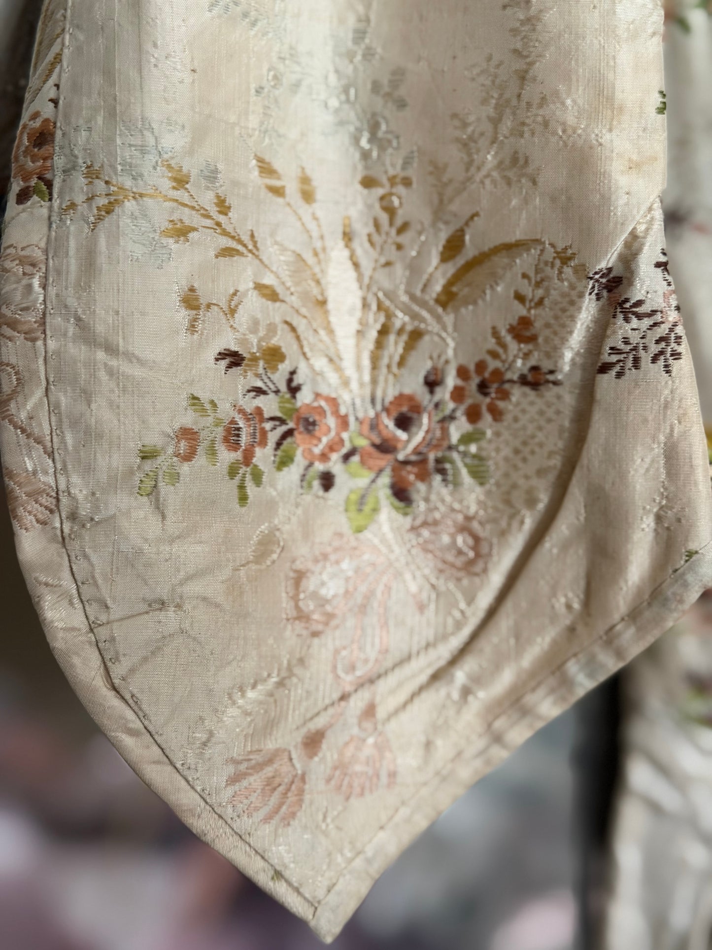 Antique Museum Quality 18th Century 1700's Stays Bodice Corset Floral Silk