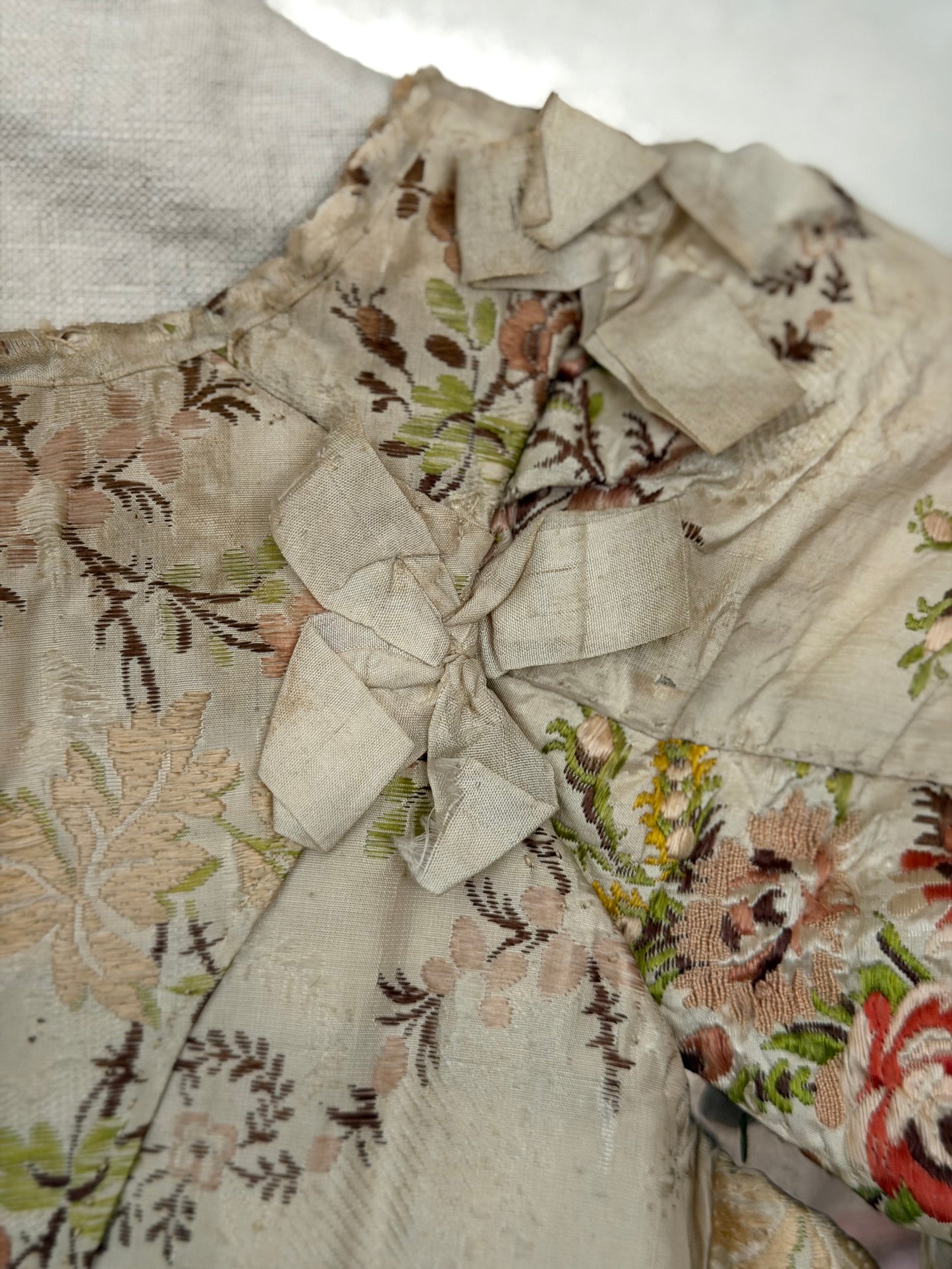 Antique Museum Quality 18th Century 1700's Stays Bodice Corset Floral Silk