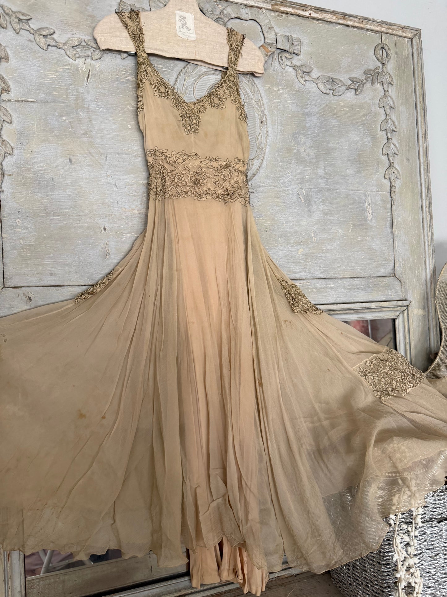 Antique c1925-30 Silk Metallic Embroidery Couture Ballet Dress