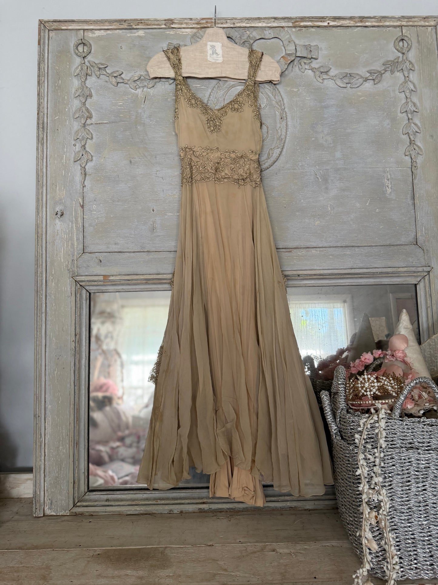 Antique c1925-30 Silk Metallic Embroidery Couture Ballet Dress