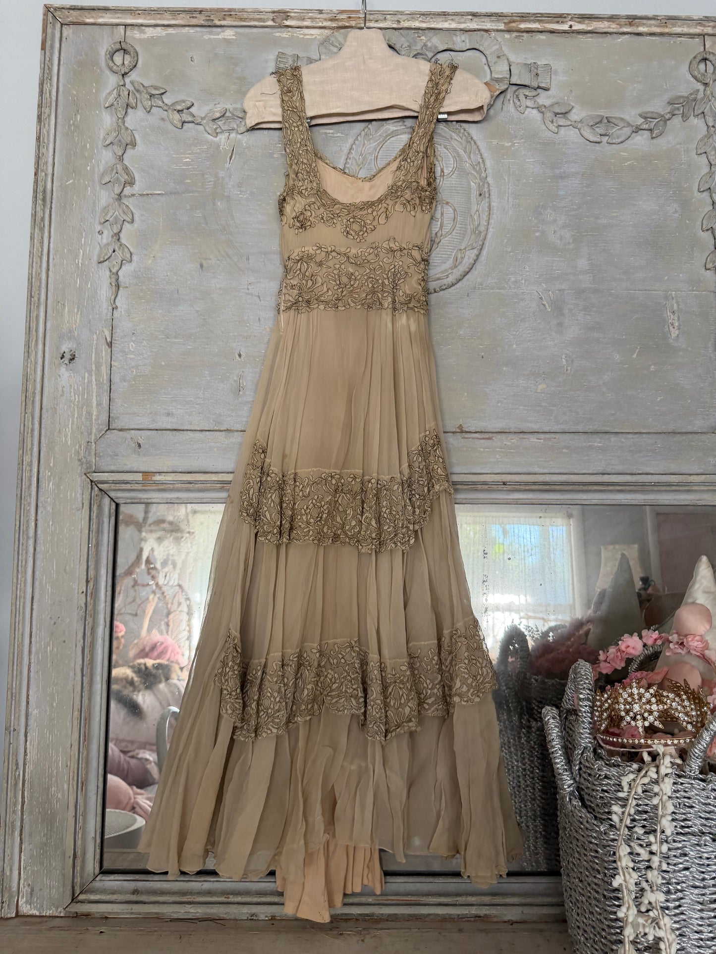 Antique c1925-30 Silk Metallic Embroidery Couture Ballet Dress