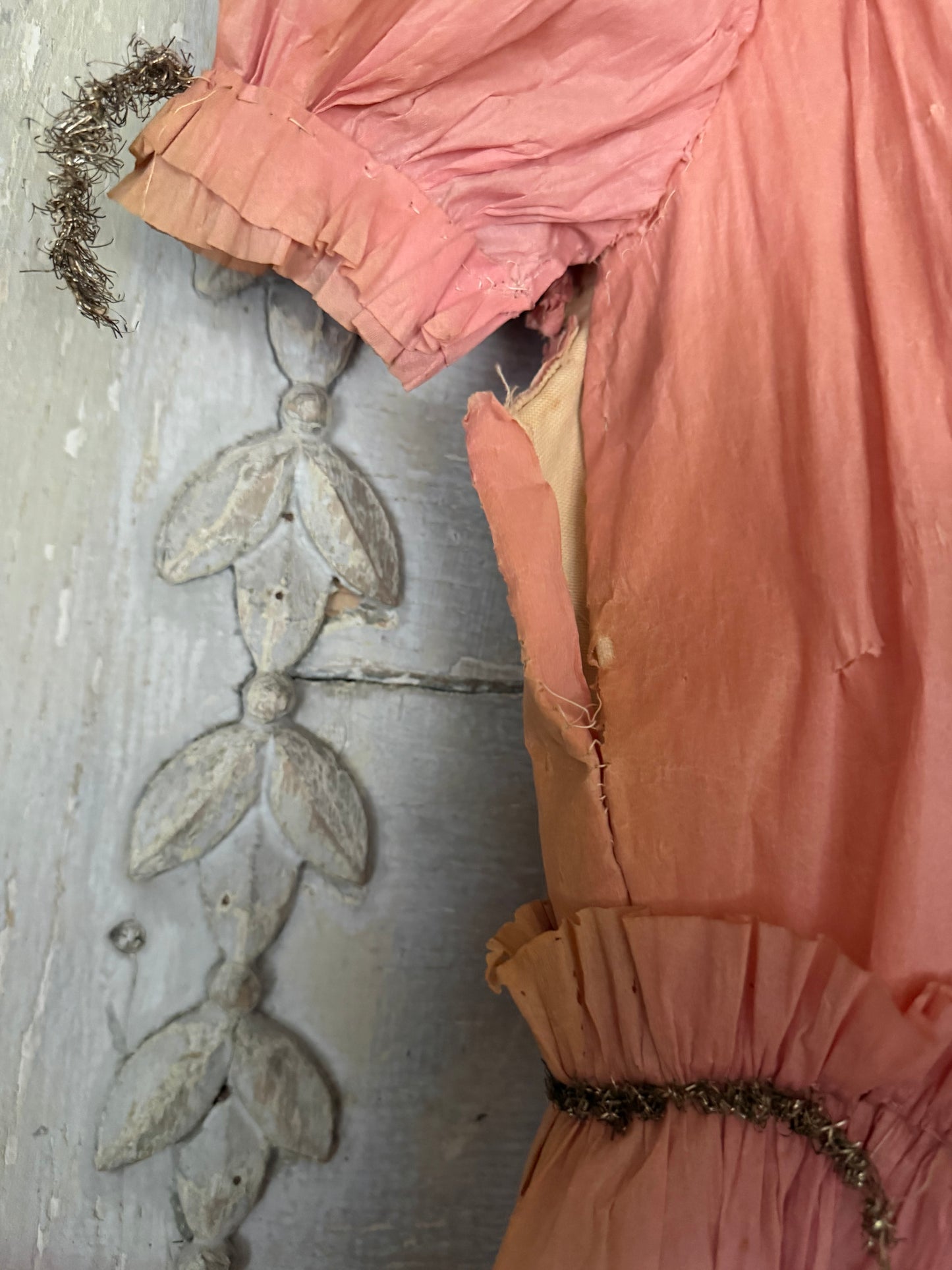 Antique 1920s Pink Crepe Paper Dress Costume