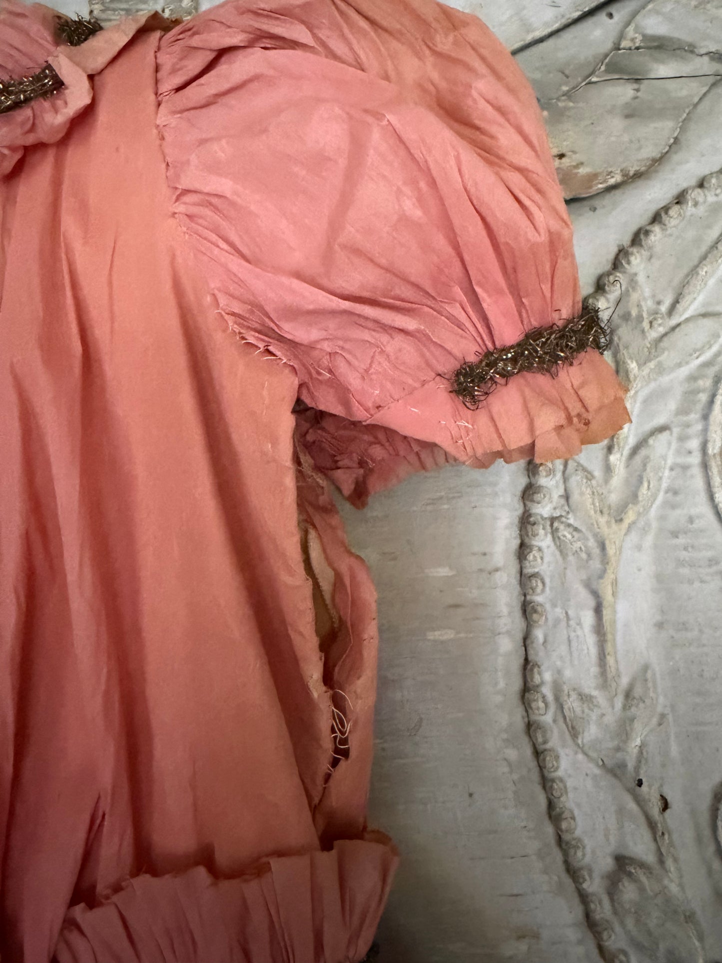 Antique 1920s Pink Crepe Paper Dress Costume