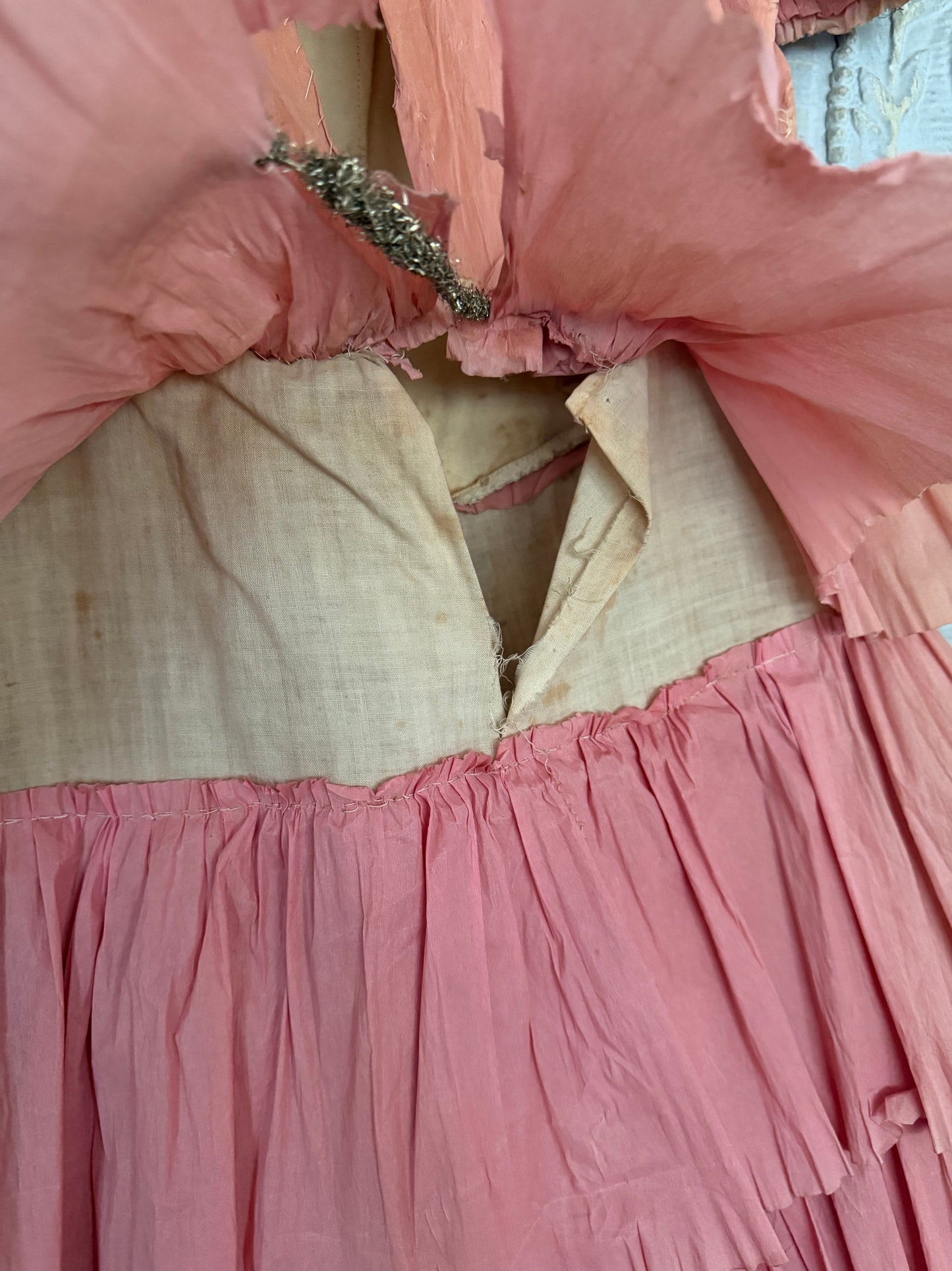 Antique 1920s Pink Crepe Paper Dress Costume