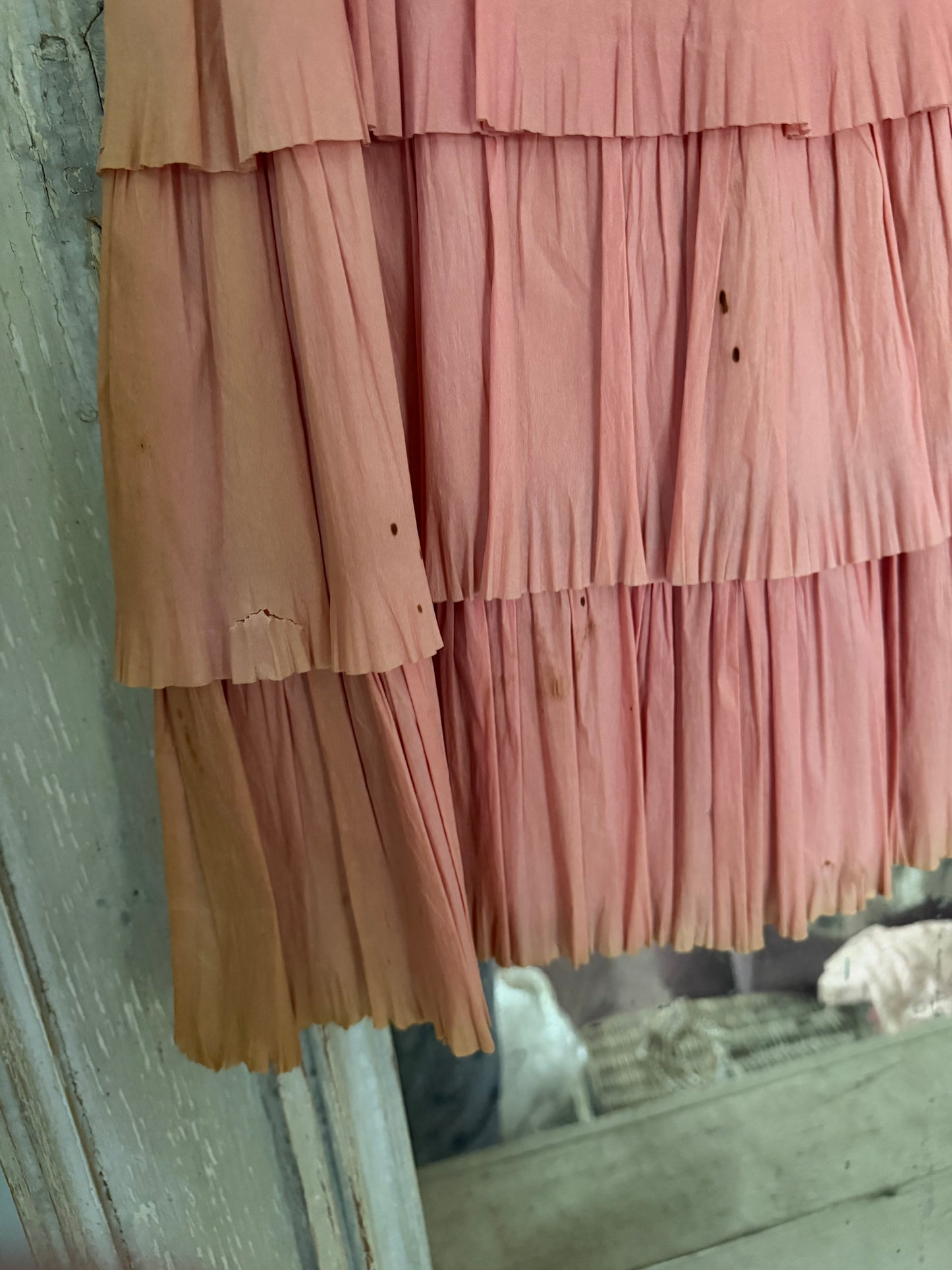 Antique 1920s Pink Crepe Paper Dress Costume