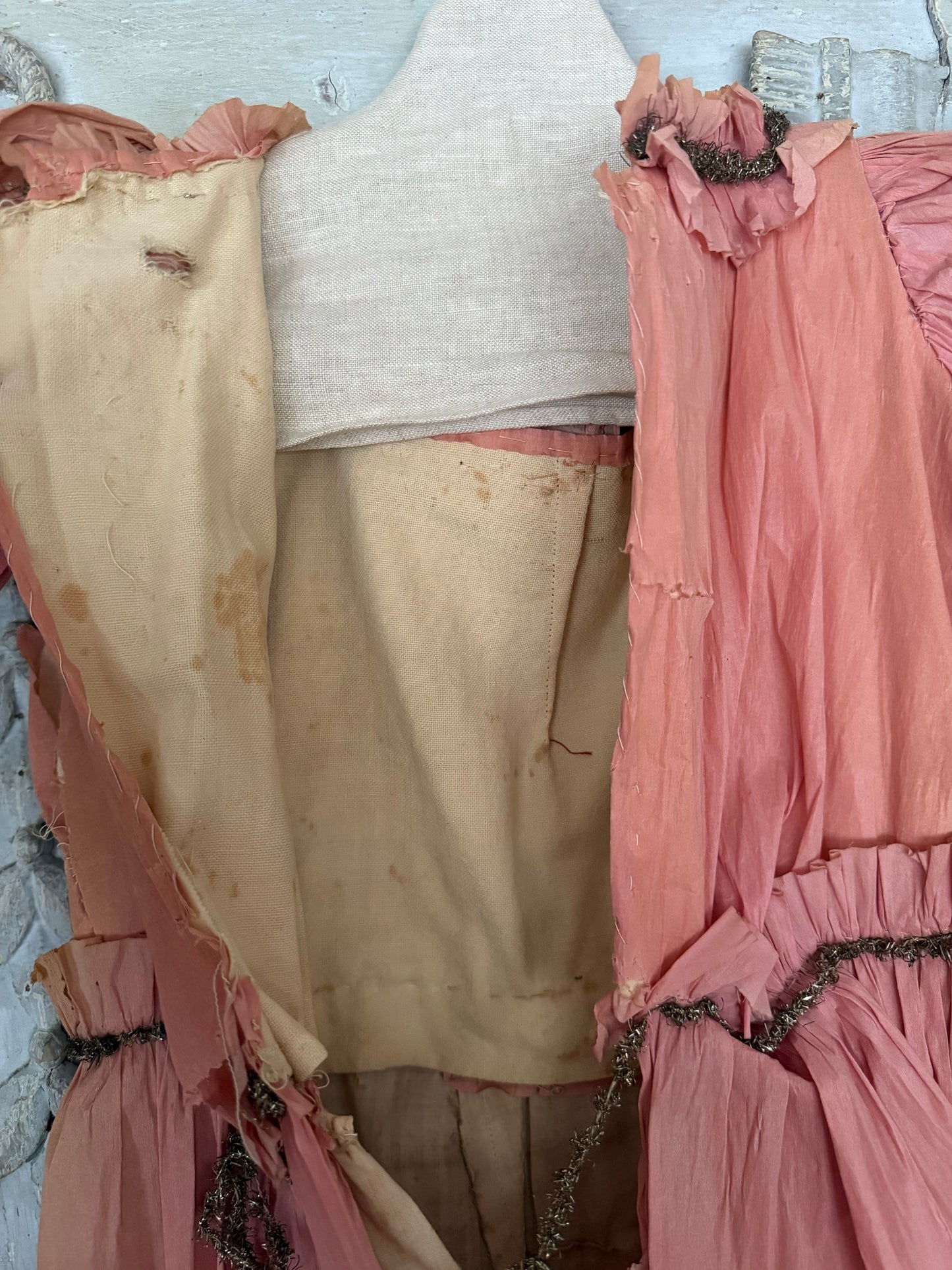Antique 1920s Pink Crepe Paper Dress Costume