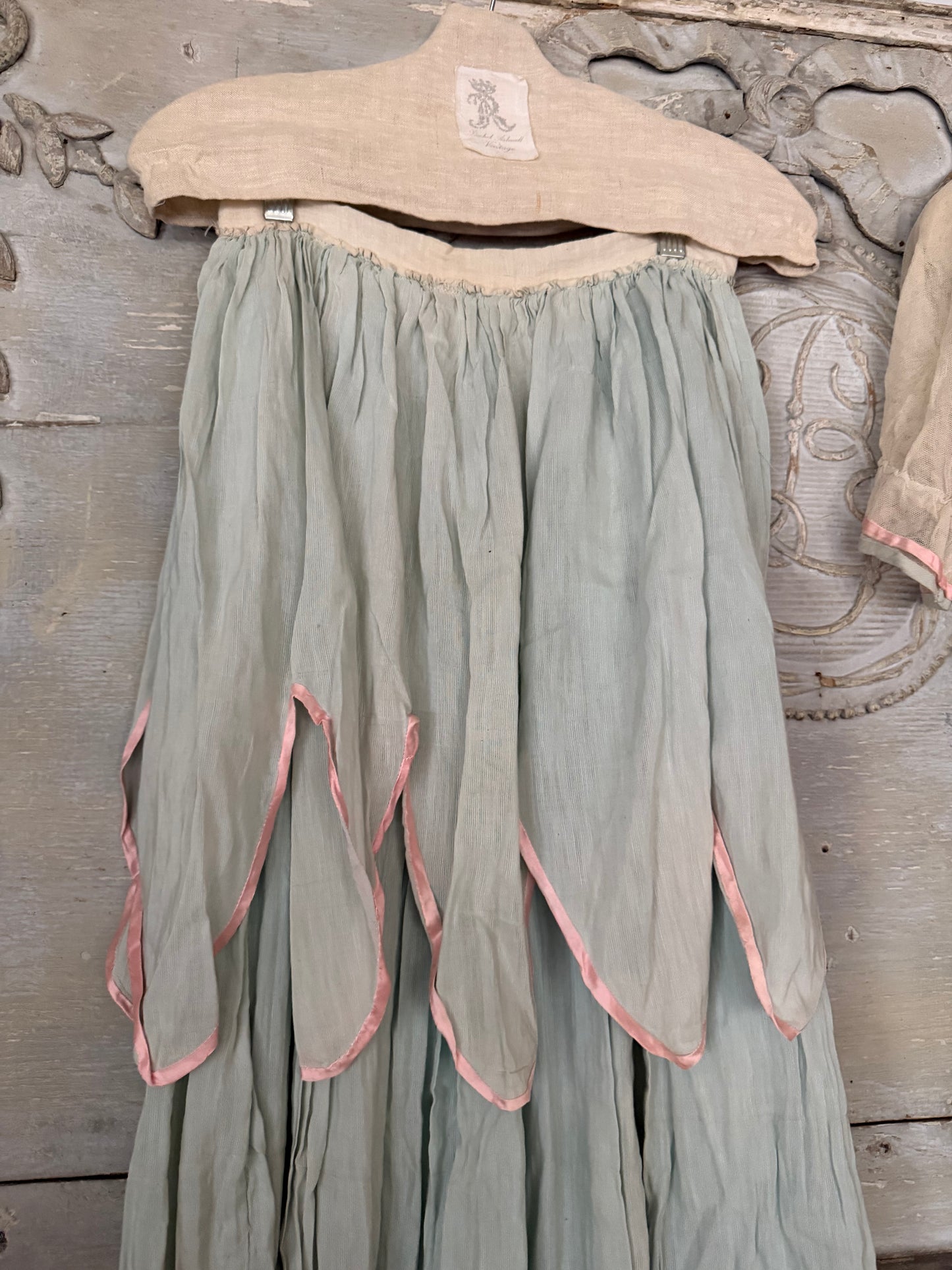 PREVIEW Antique Edwardian Pink & Blue Dress