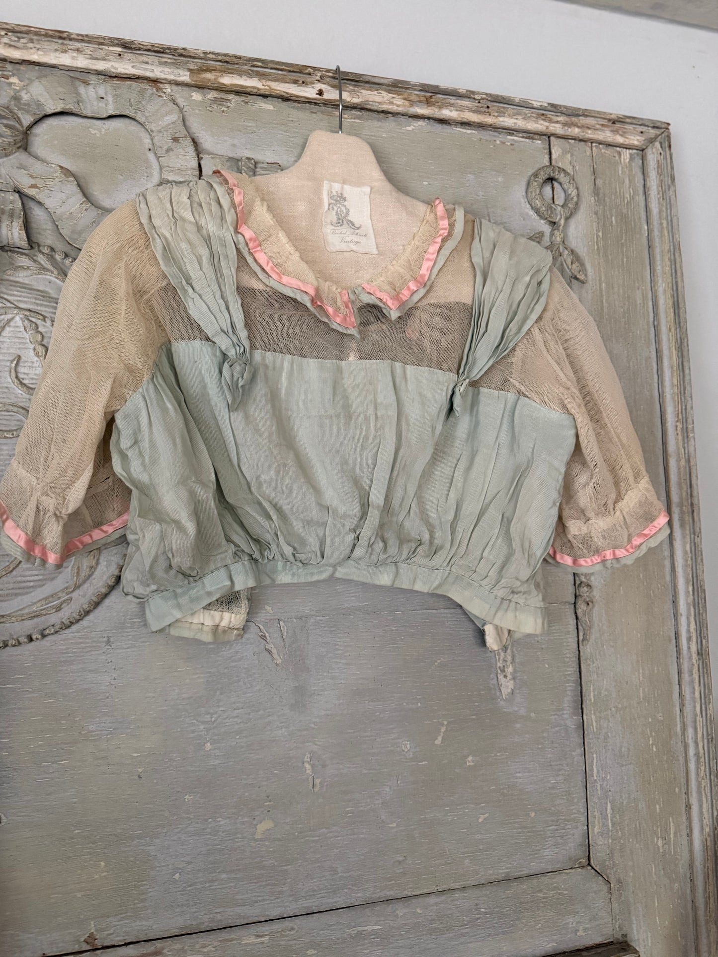 PREVIEW Antique Edwardian Pink & Blue Dress