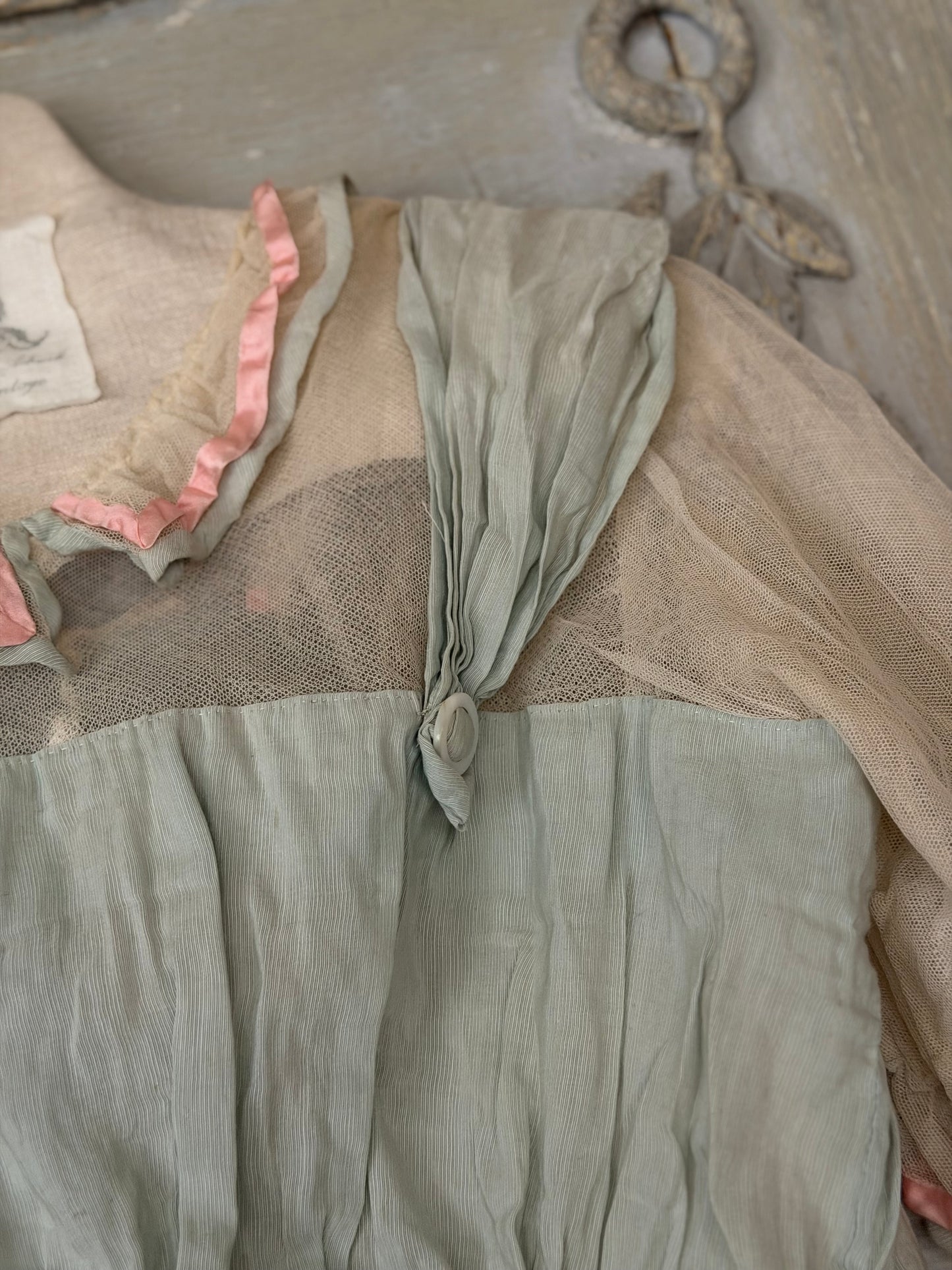 PREVIEW Antique Edwardian Pink & Blue Dress