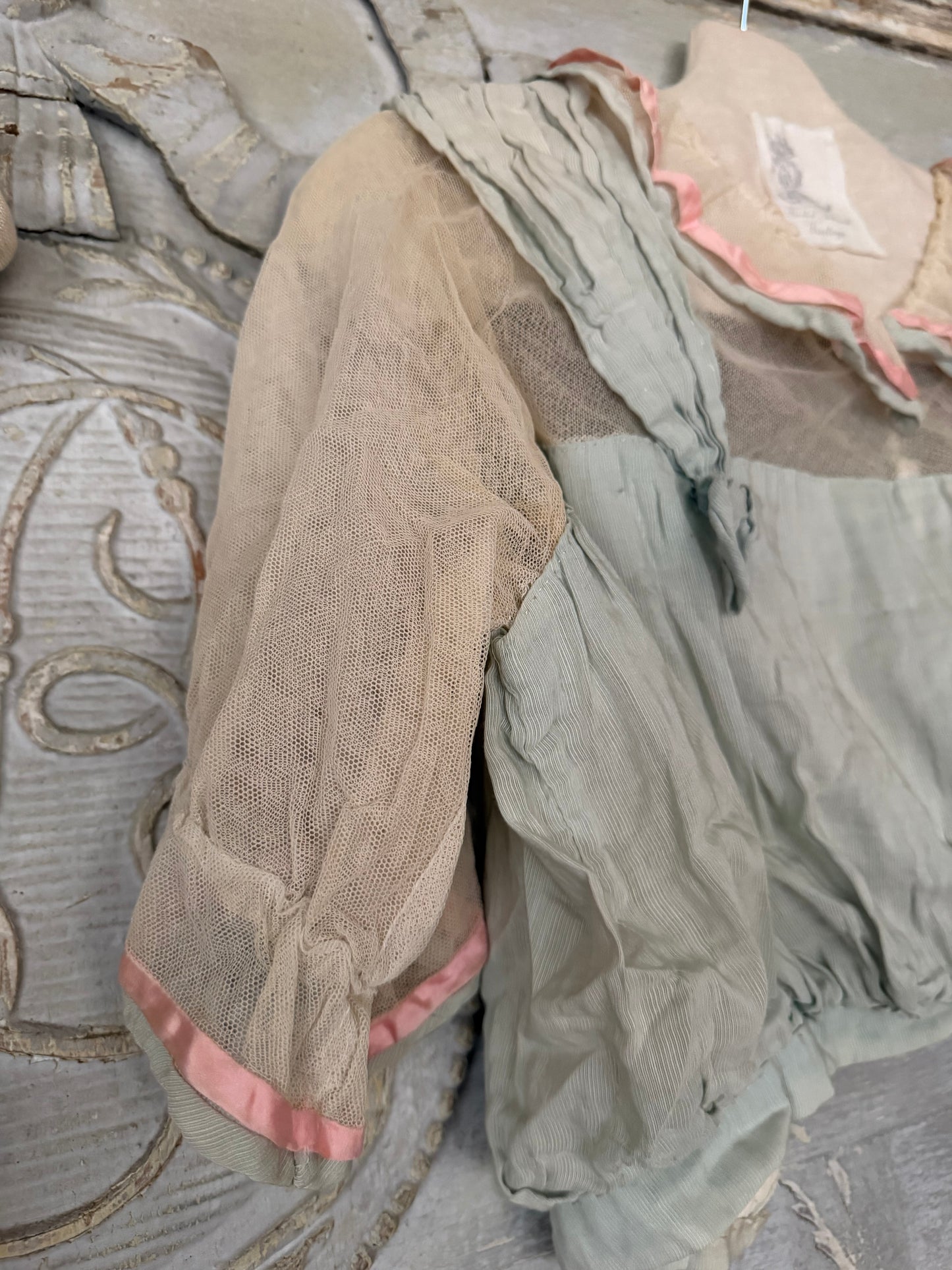 PREVIEW Antique Edwardian Pink & Blue Dress