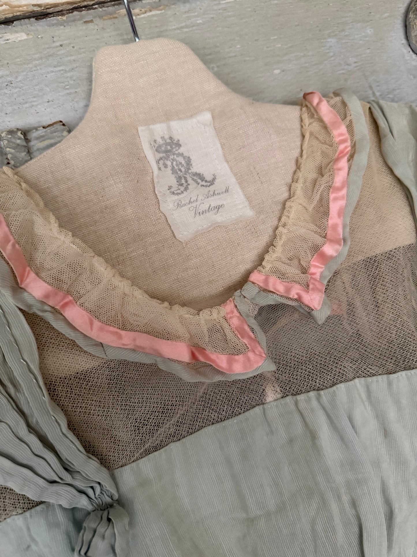 PREVIEW Antique Edwardian Pink & Blue Dress