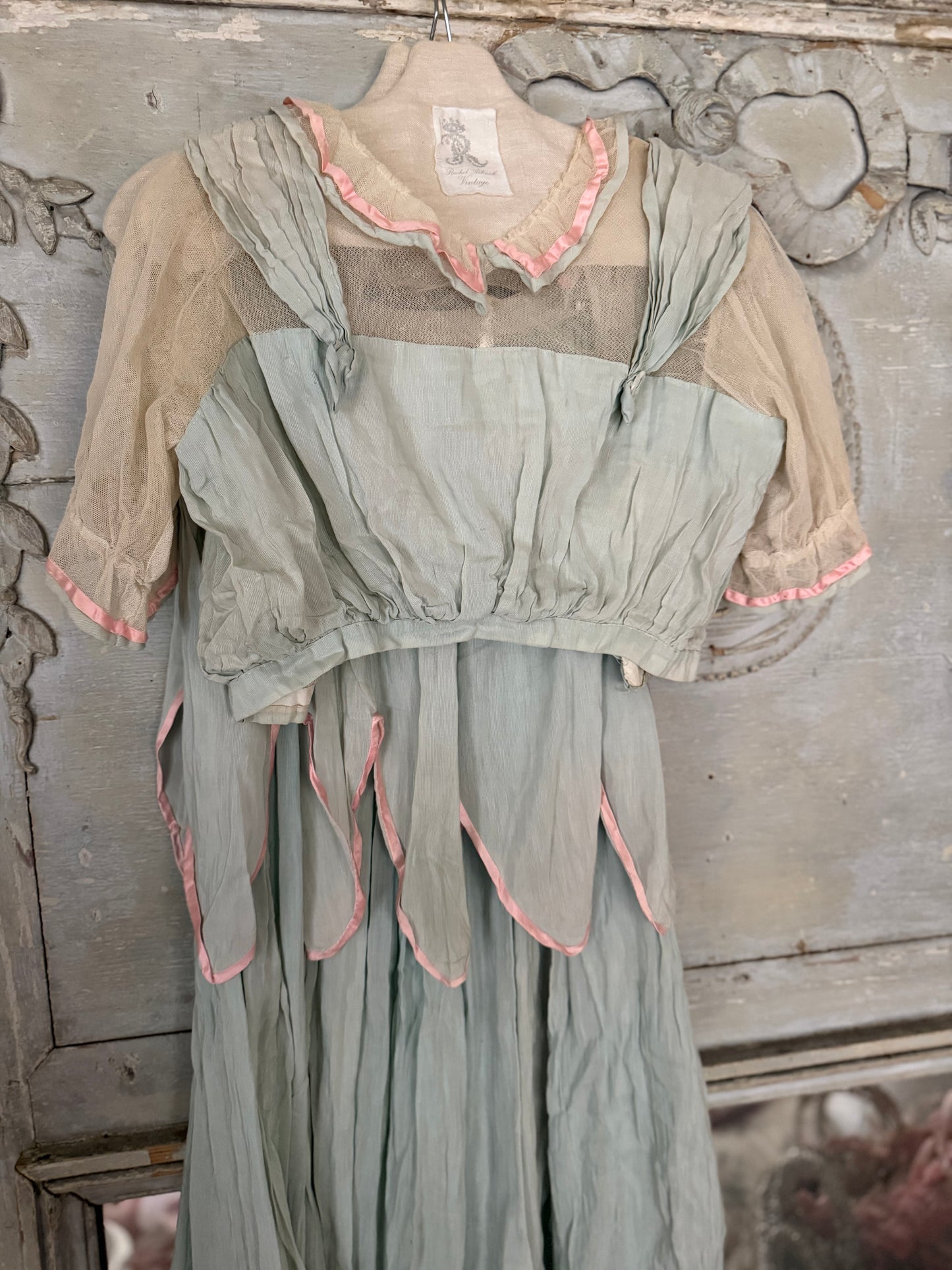 PREVIEW Antique Edwardian Pink & Blue Dress