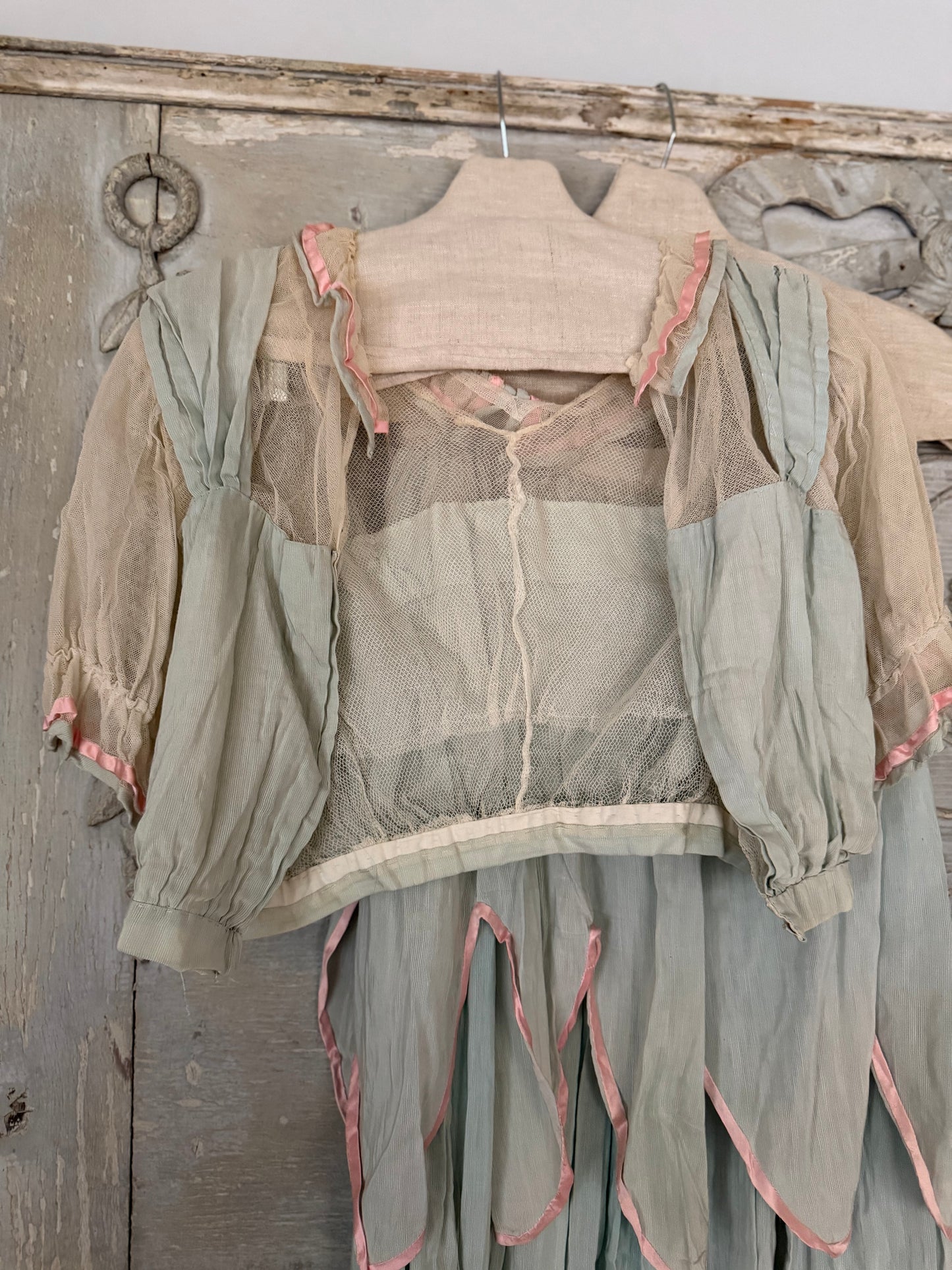 PREVIEW Antique Edwardian Pink & Blue Dress
