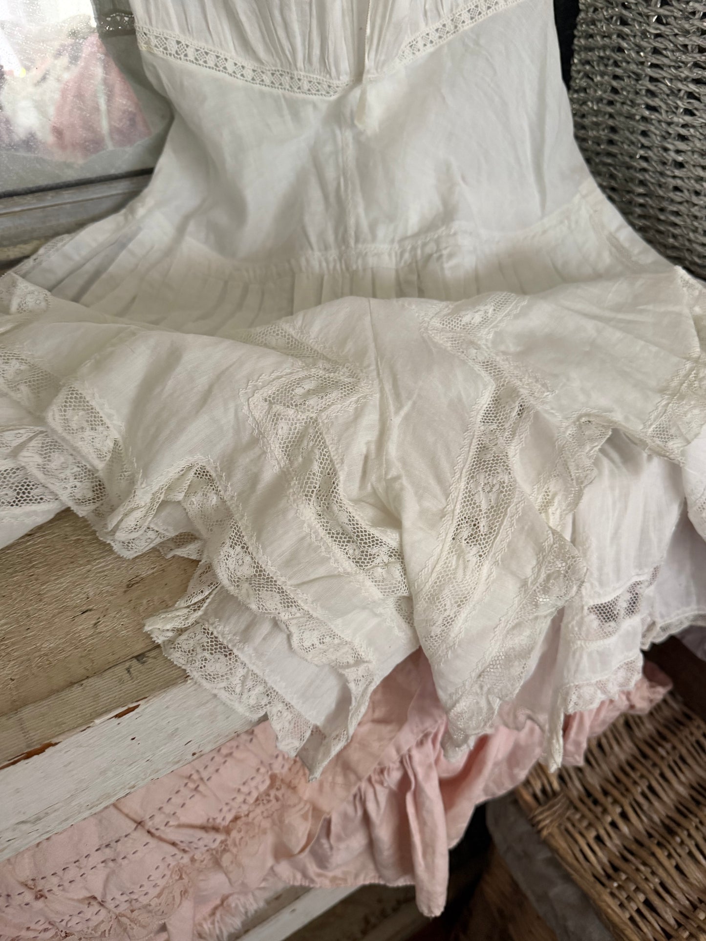 PREVIEW Antique Edwardian Pink & Blue Dress