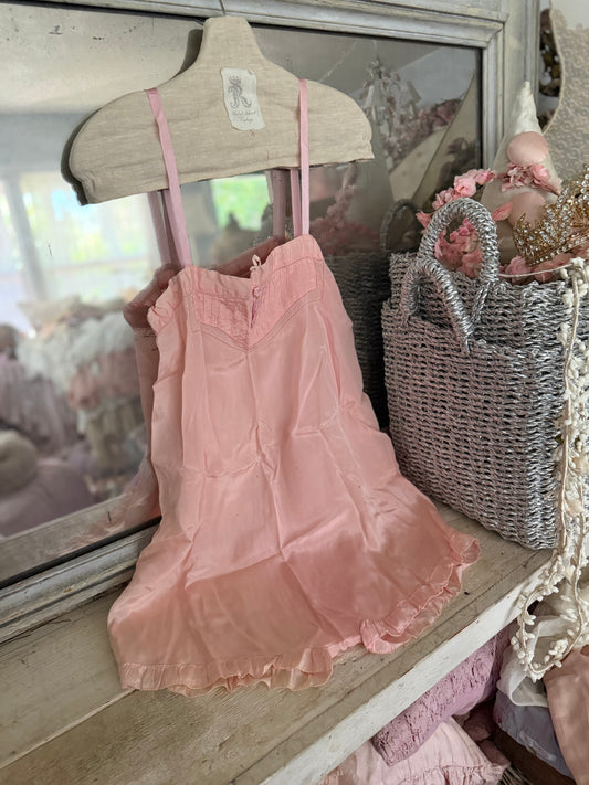Antique 1920s Pink Silk Lace Romper Teddy