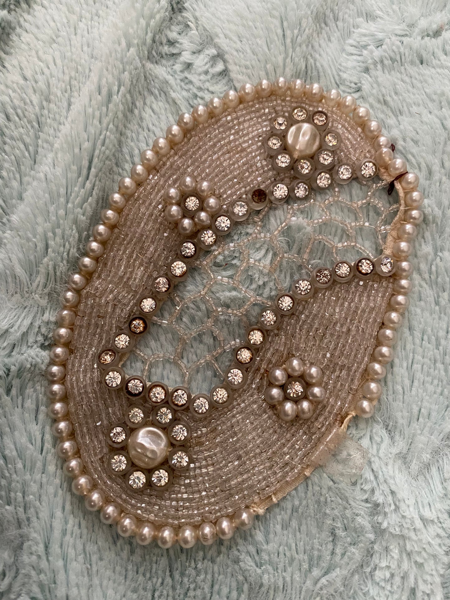 Antique 1920s Beaded Rhinestone Flapper Applique