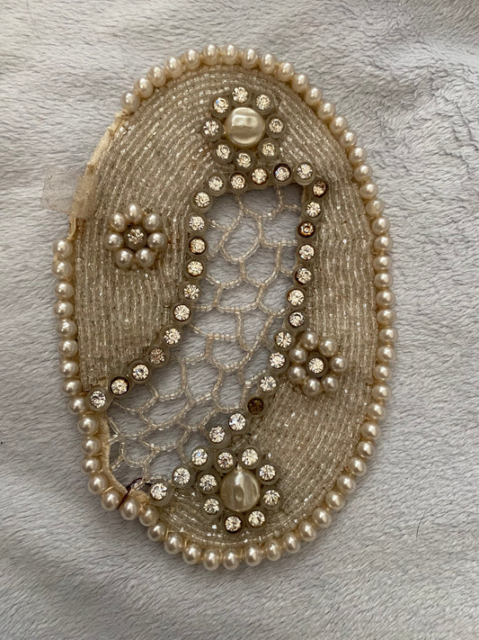 Antique 1920s Beaded Rhinestone Flapper Applique