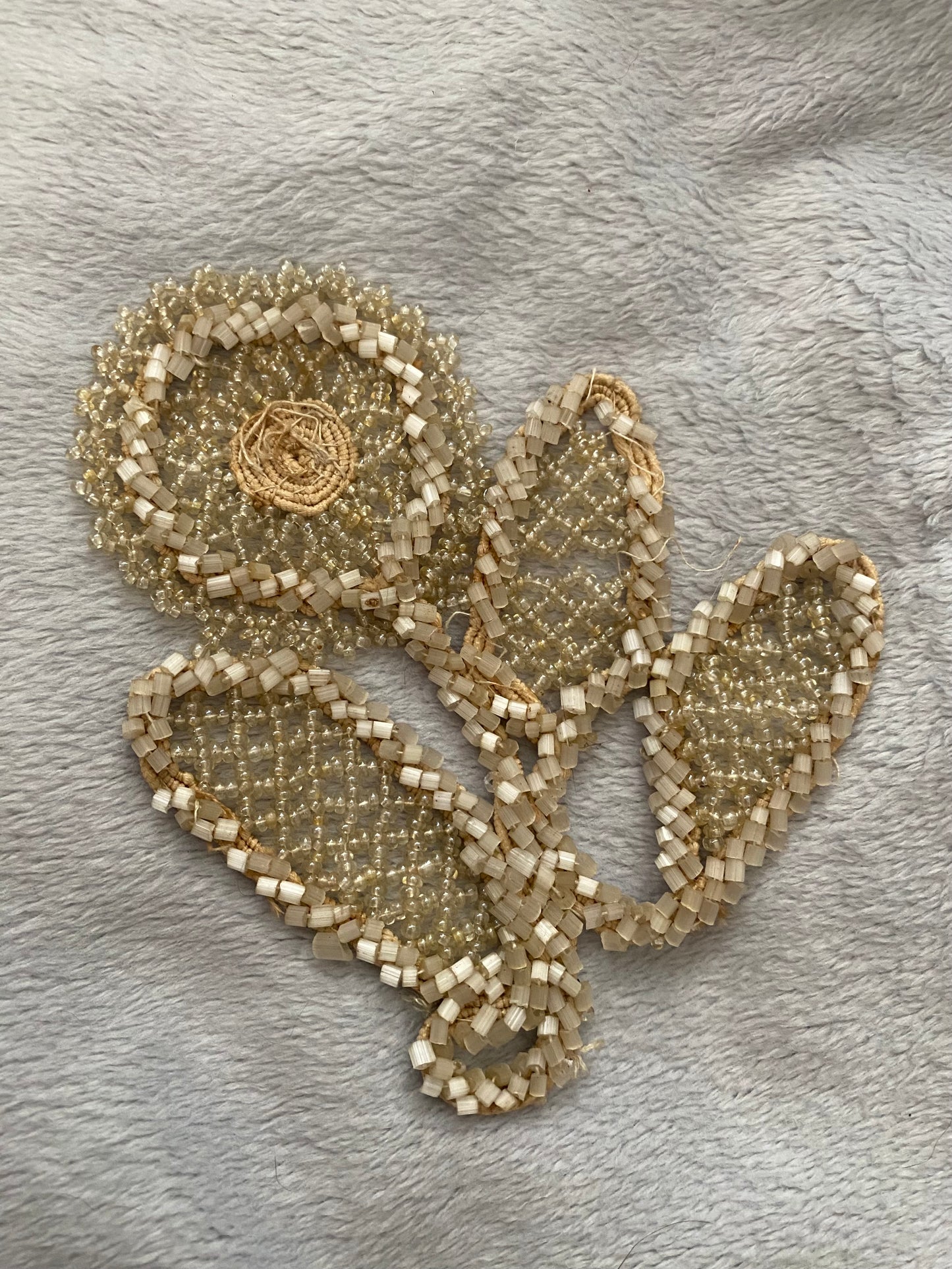 Antique 1920s Beaded Floral Flapper Applique