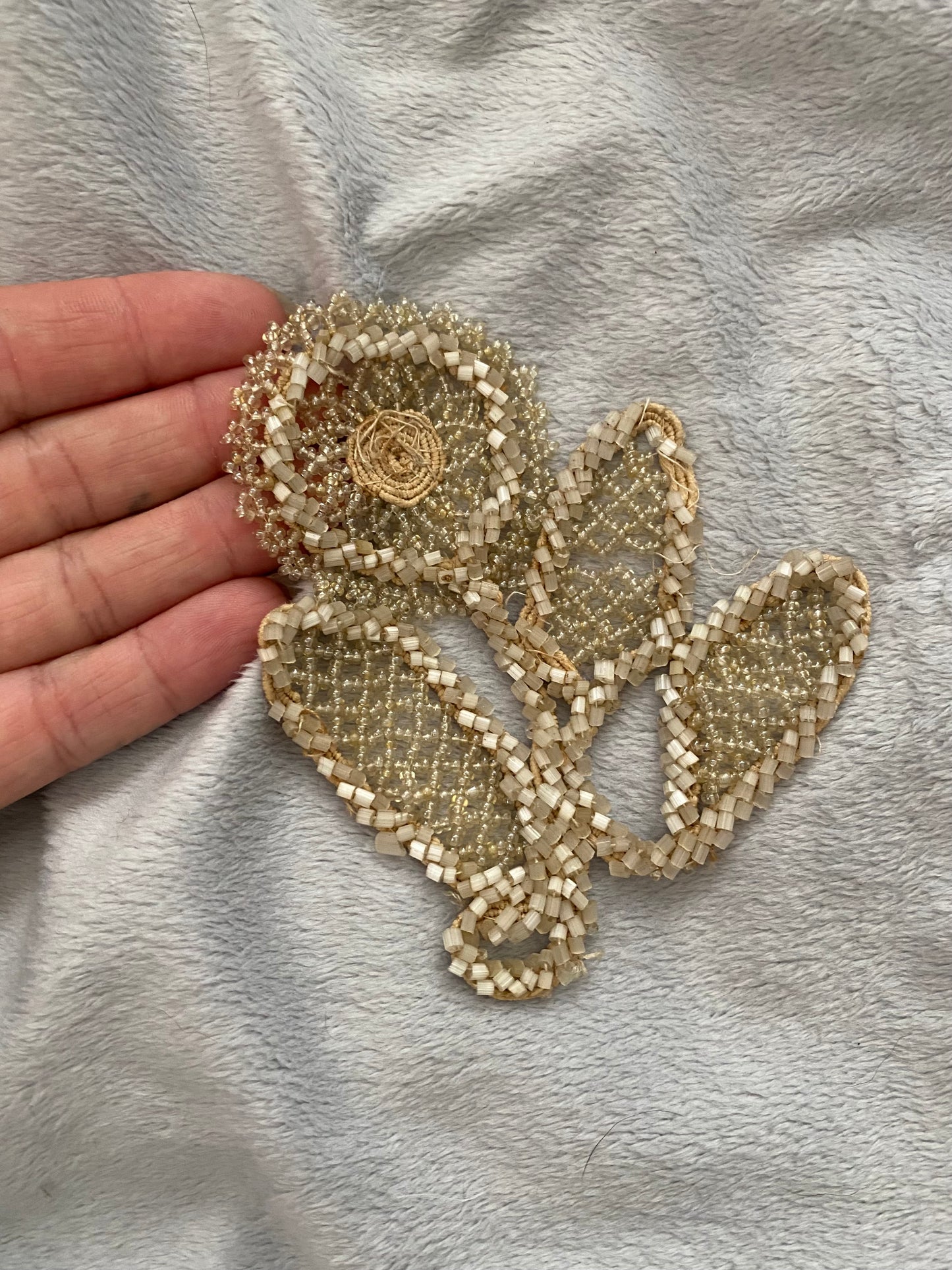 Antique 1920s Beaded Floral Flapper Applique