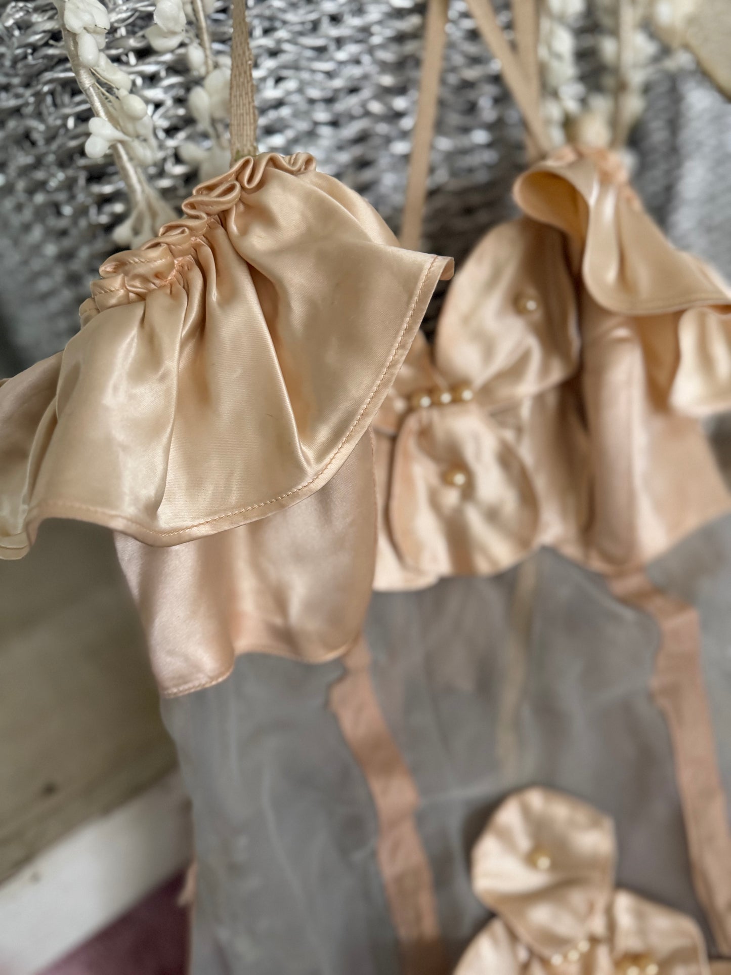 Vintage Satin Petal Pearl Showgirl Costume