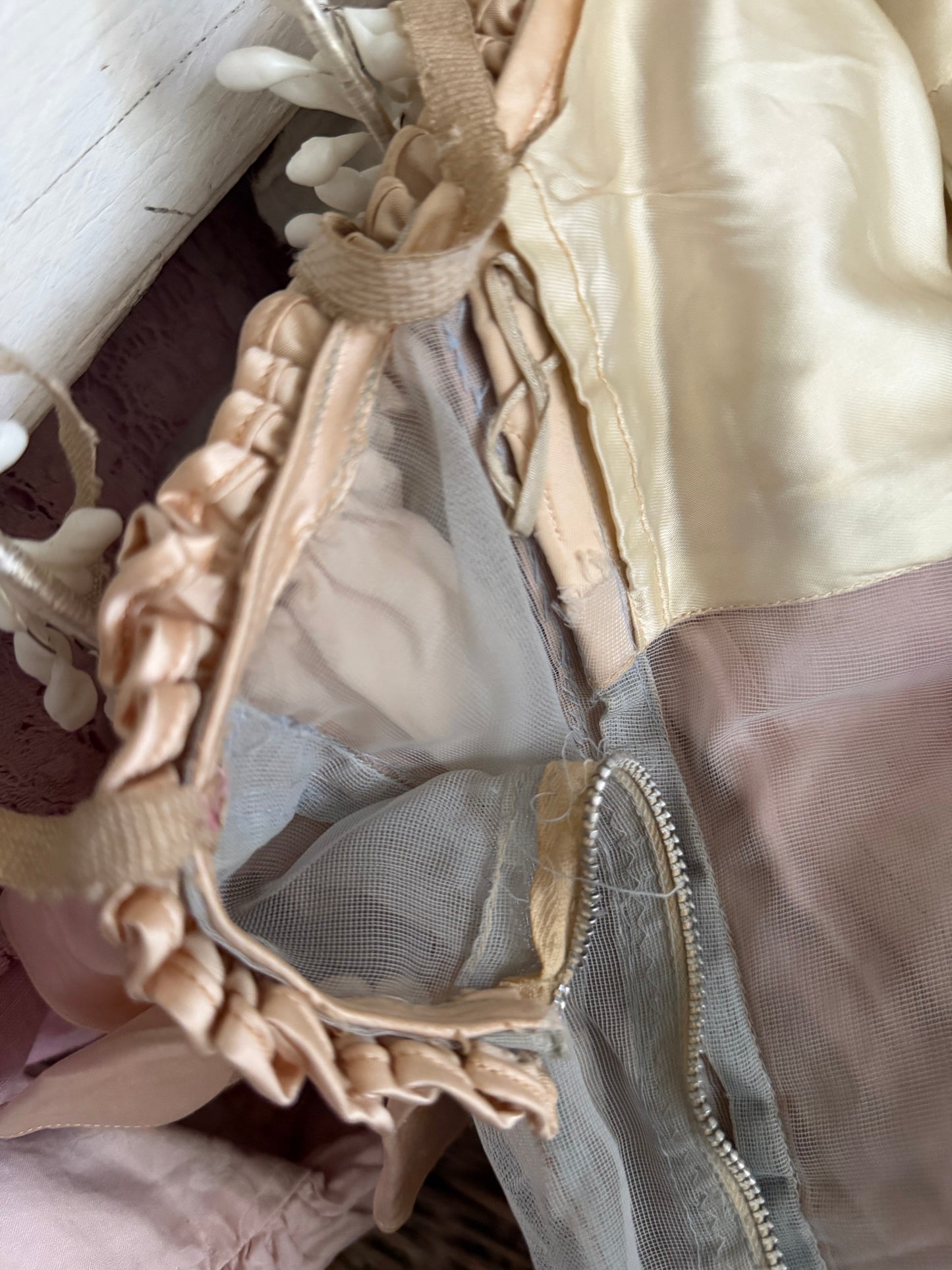 Vintage Satin Petal Pearl Showgirl Costume