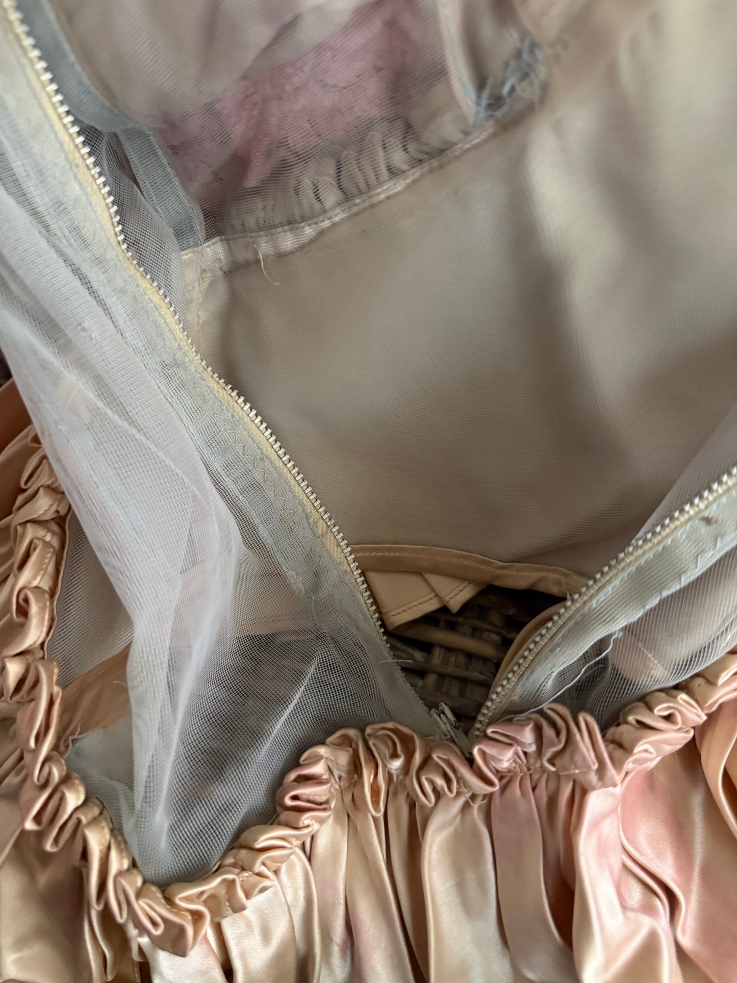 Vintage Satin Petal Pearl Showgirl Costume