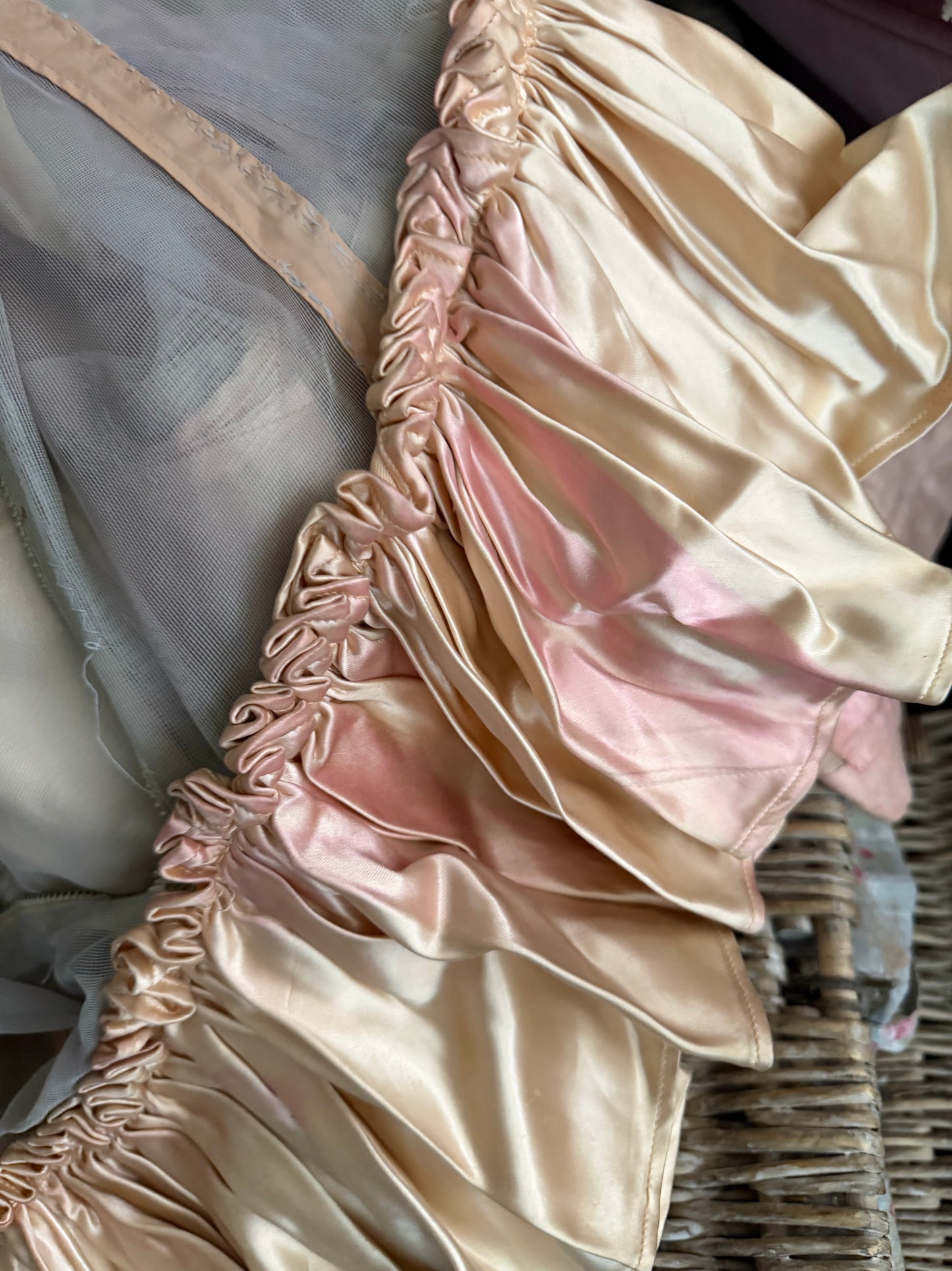 Vintage Satin Petal Pearl Showgirl Costume