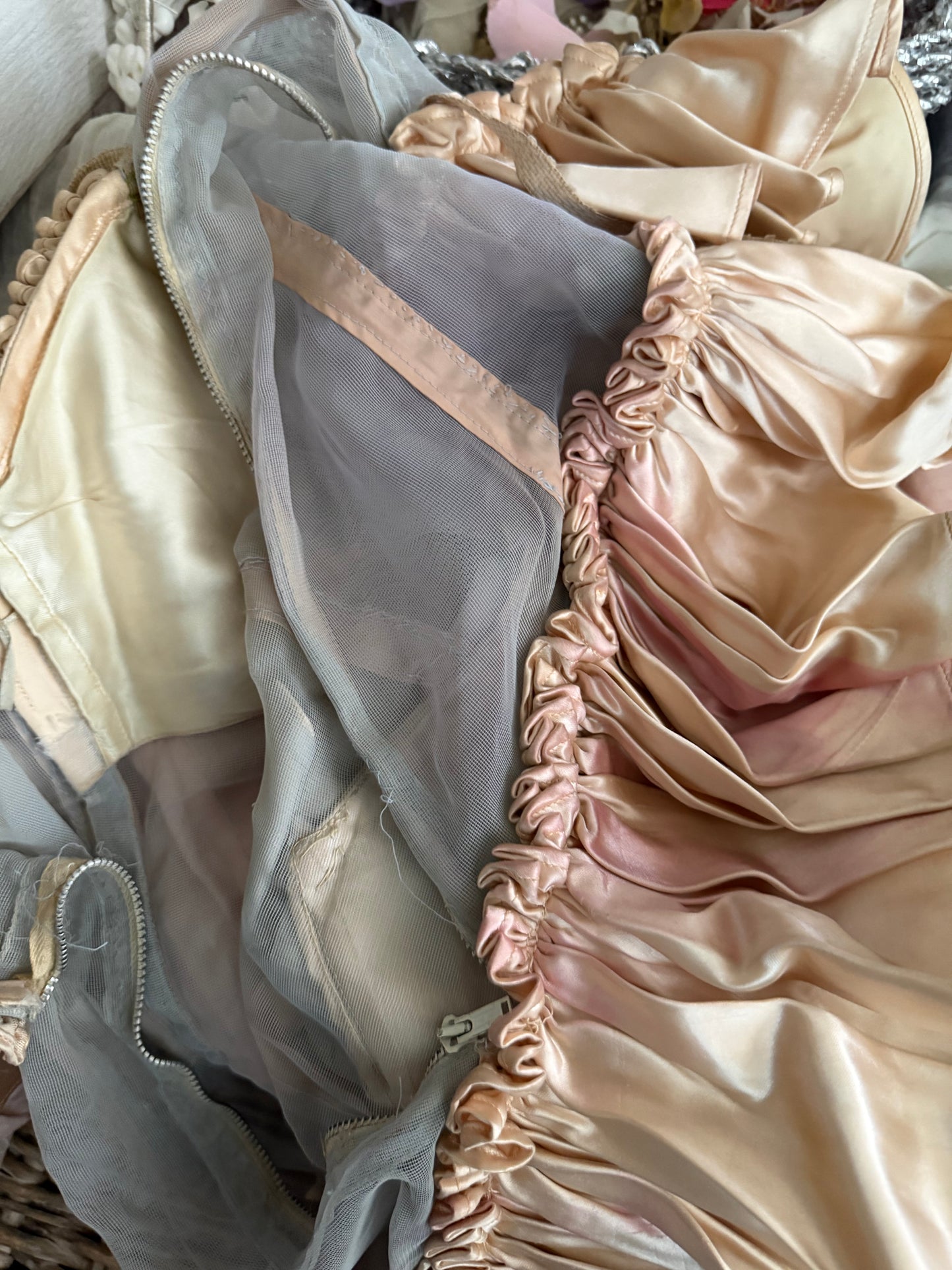 Vintage Satin Petal Pearl Showgirl Costume