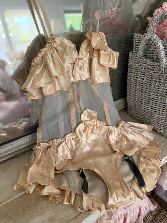 Vintage Satin Petal Pearl Showgirl Costume