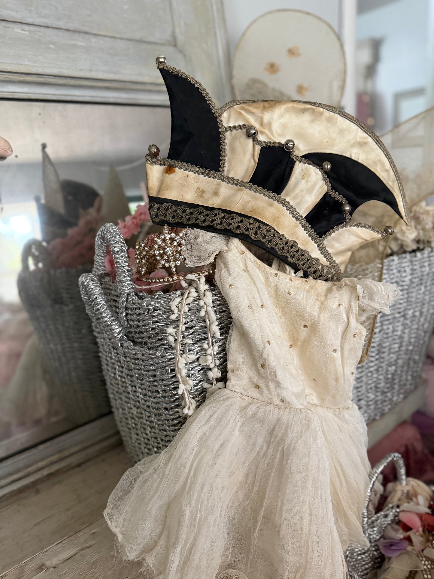 Antique Nina Hartmann A DIVINE MESS Satin Costume Jester Hat